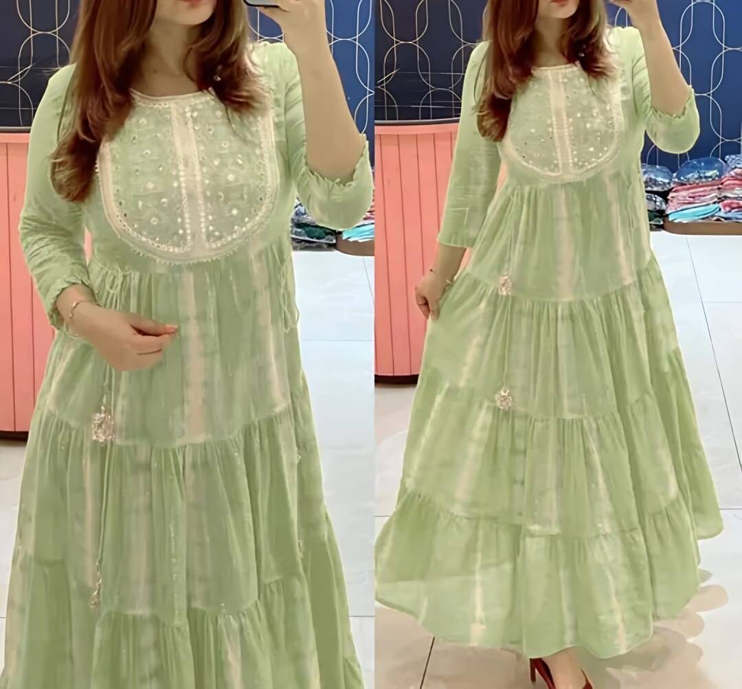     			VKASHFAB Pack of 1 Rayon Embellished Anarkali Women's Kurti - ( Green )