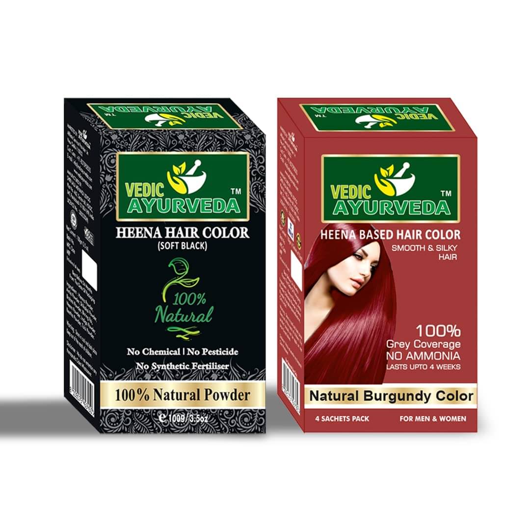 Vedicayurvedas Soft Black & Natural Burgundy Hair Color Combo Pack Vedicayurvedas Soft Black & Natural Burgundy Hair Color Combo Pack