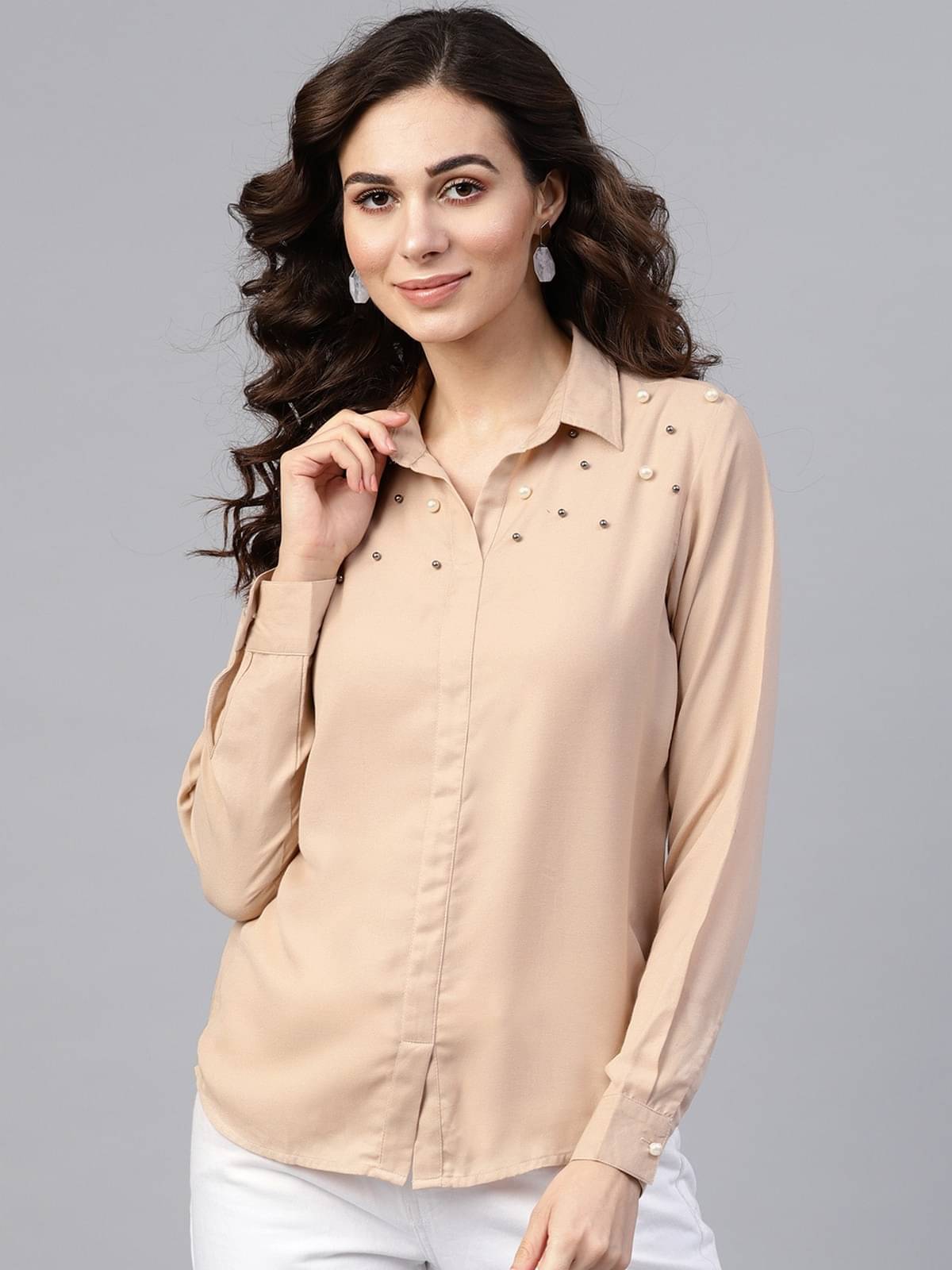     			Zima Leto Women's Polyester Regular Top ( Beige )