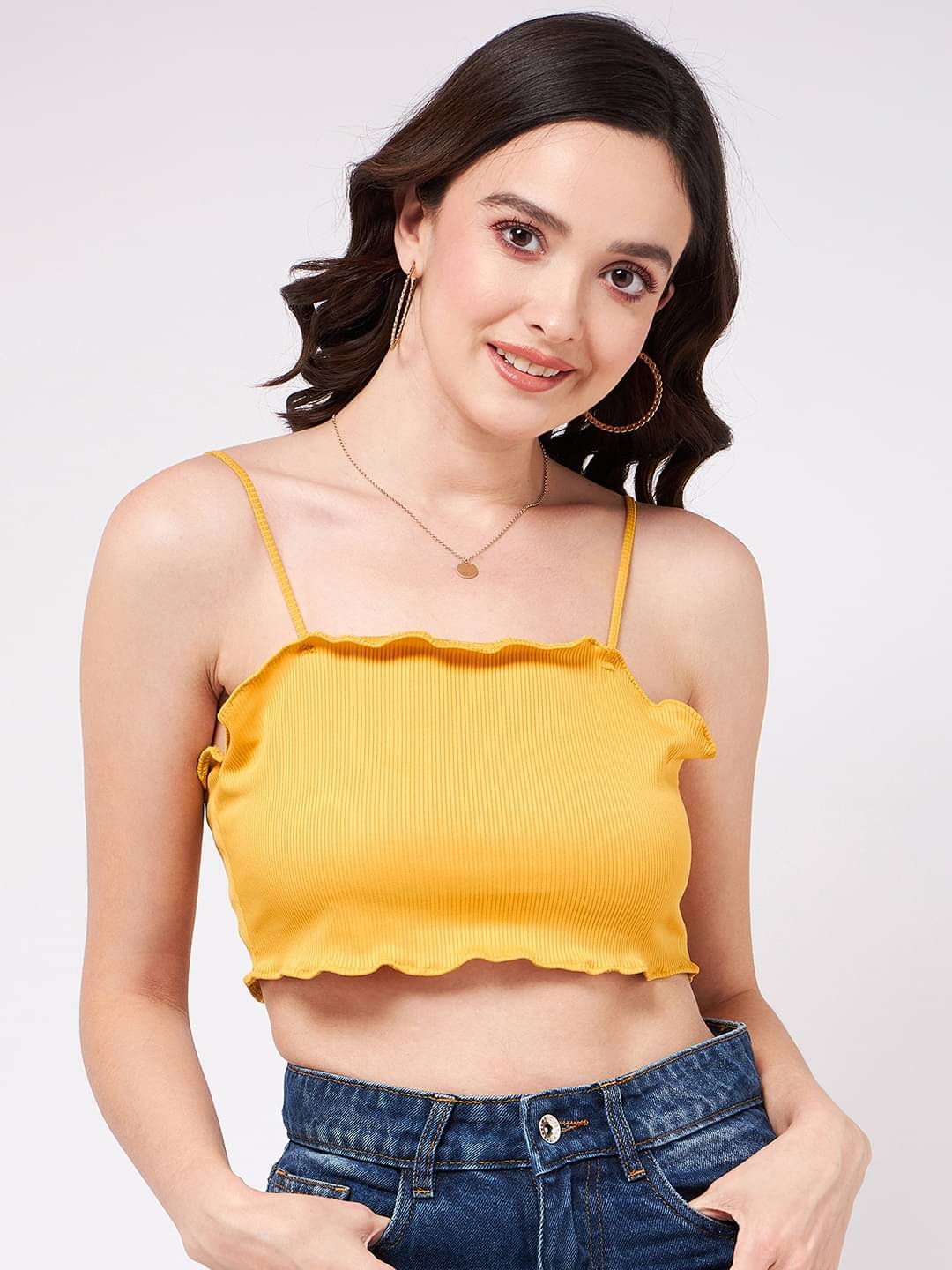     			Zima Leto Women's Polyester Crop Top ( Yellow )