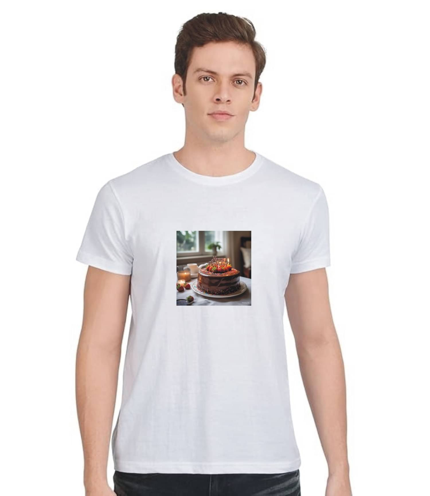     			Zyra Fashion Cotton Blend Regular Fit Printed Half Sleeves Men's Round T-Shirt - White ( Pack of 1 )