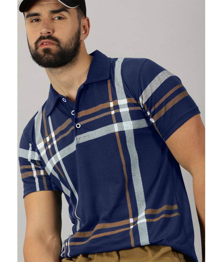     			connan Pack of 1 Cotton Blend Regular Fit Checks Half Sleeves Men's Polo T Shirt ( Navy Blue )