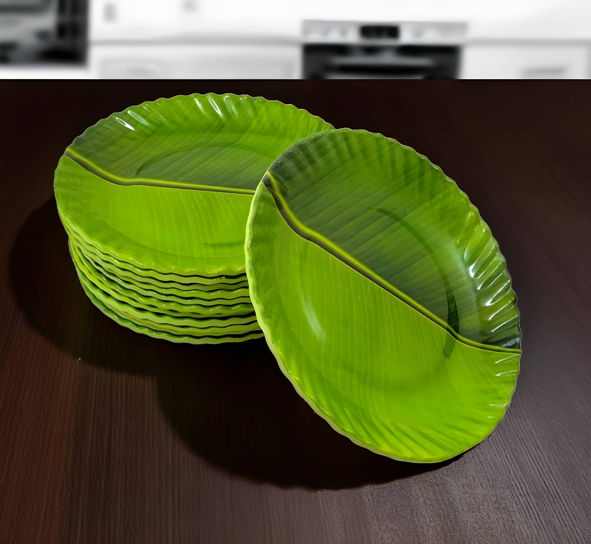kitchrox 12 Pcs Melamine Dark Green Half Plate kitchrox 12 Pcs Melamine Dark Green Half Plate