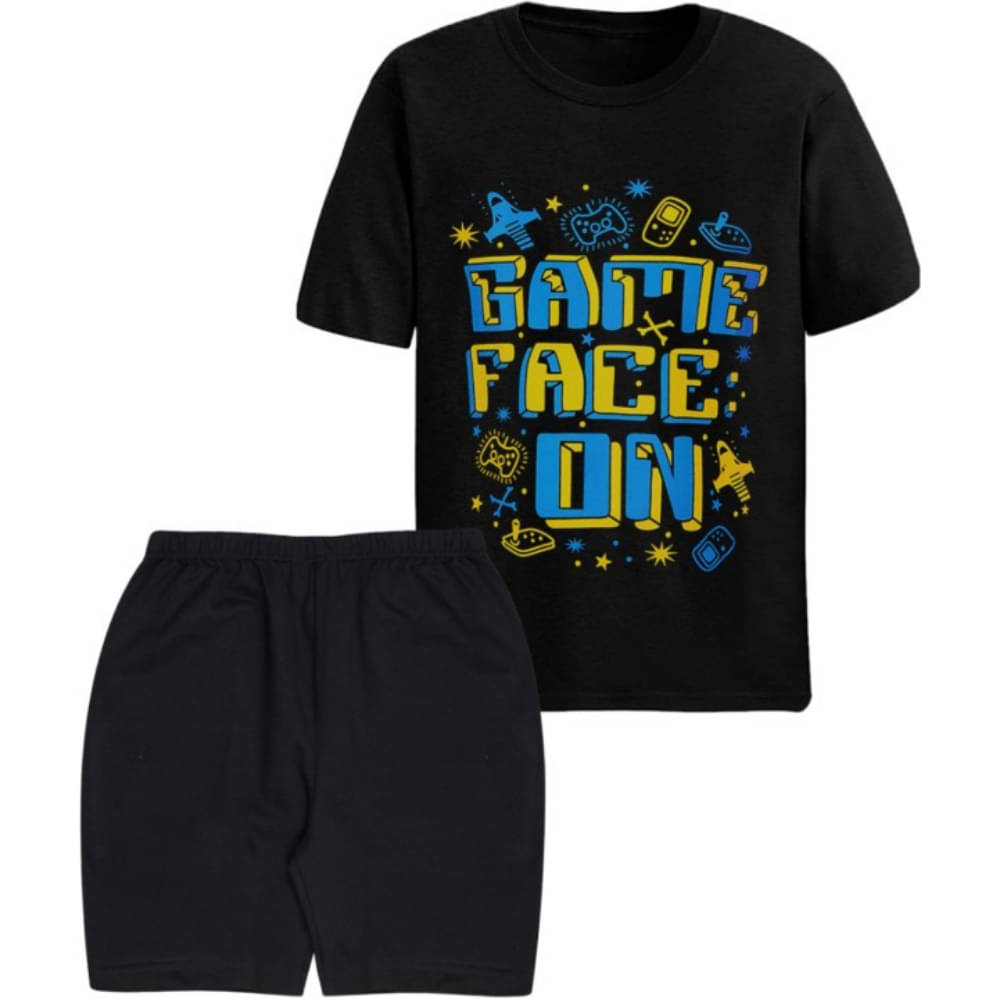     			kukke Pack of 1 Boys Cotton T-Shirt & Shorts Set ( Black )