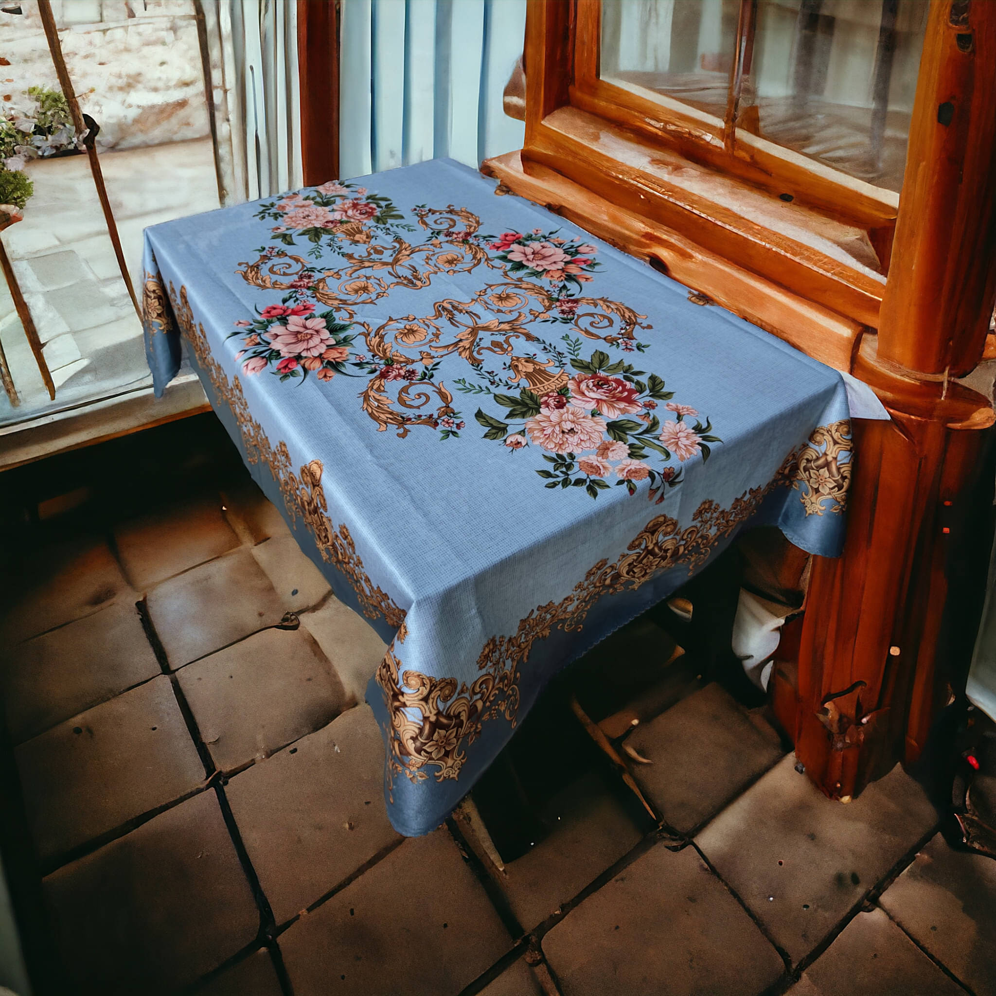 mopak decor Printed Polyester 2 Seater Square Table Cover ( 137 x 91 ) cm Pack of 1 Blue mopak decor Printed Polyester 2 Seater Square Table Cover ( 137 x 91 ) cm Pack of 1 Blue