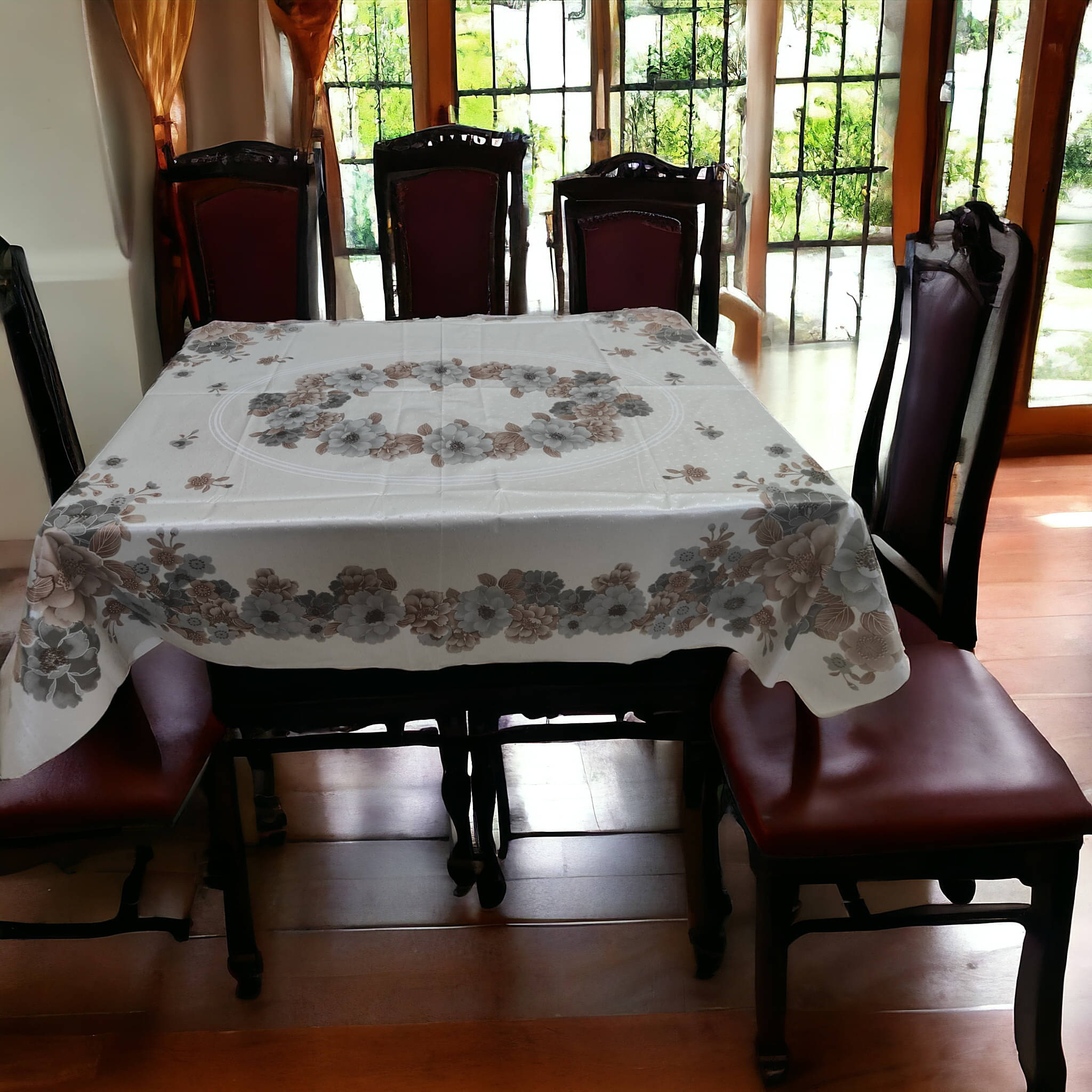 mopak decor Printed Polyester 6 Seater Rectangle Table Cover ( 137 x 91 ) cm Pack of 1 White mopak decor Printed Polyester 6 Seater Rectangle Table Cover ( 137 x 91 ) cm Pack of 1 White