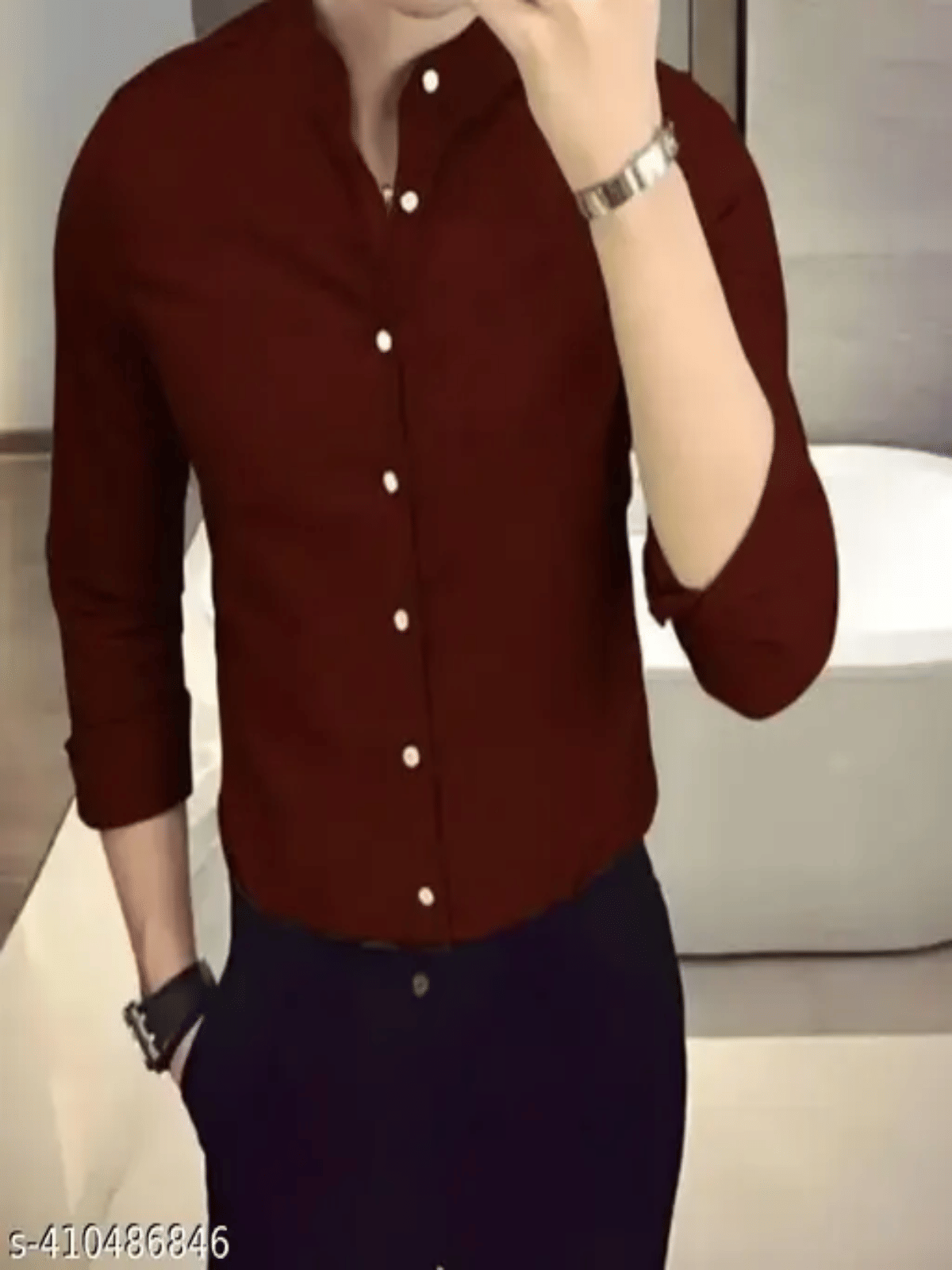     			pranat 100% Cotton Regular Fit Solids Full Sleeves Men's Casual Shirt - Maroon ( Pack of 1 )
