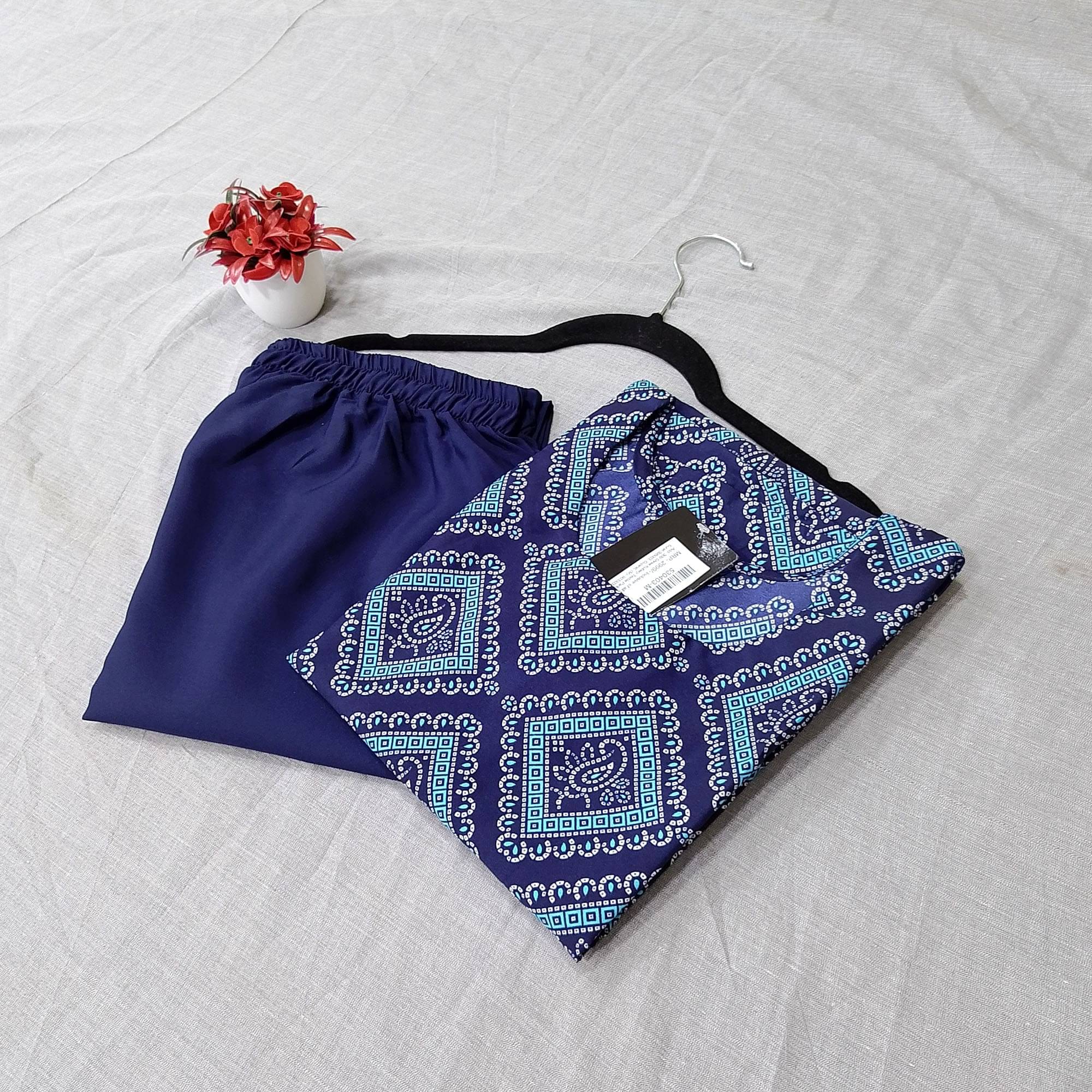     			1 Stop Fashion Crepe Printed Kurti With Pants Women's Stitched Salwar Suit - Blue ( Pack of 1 )