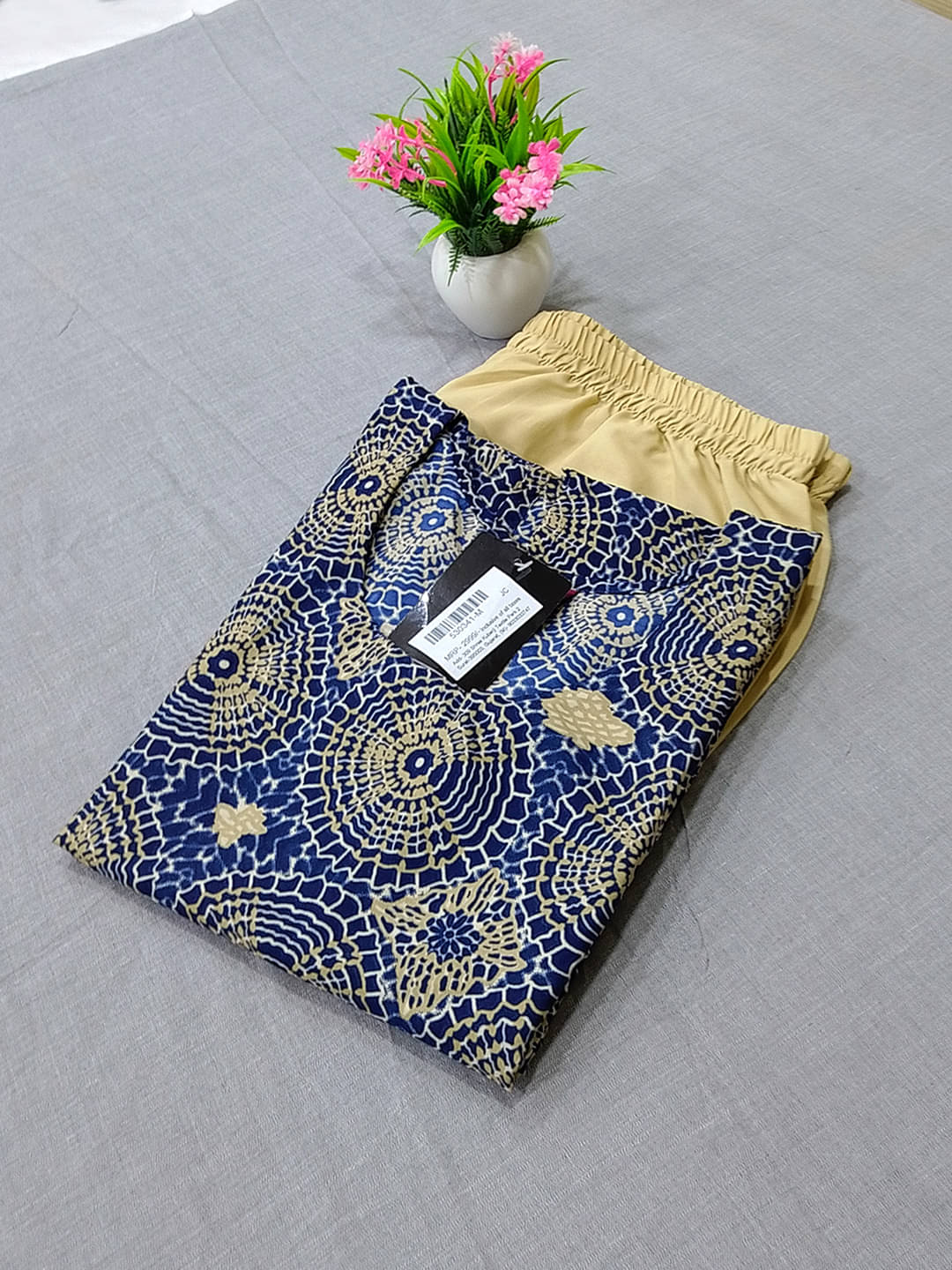     			1 Stop Fashion Crepe Printed Kurti With Pants Women's Stitched Salwar Suit - Blue ( Pack of 1 )
