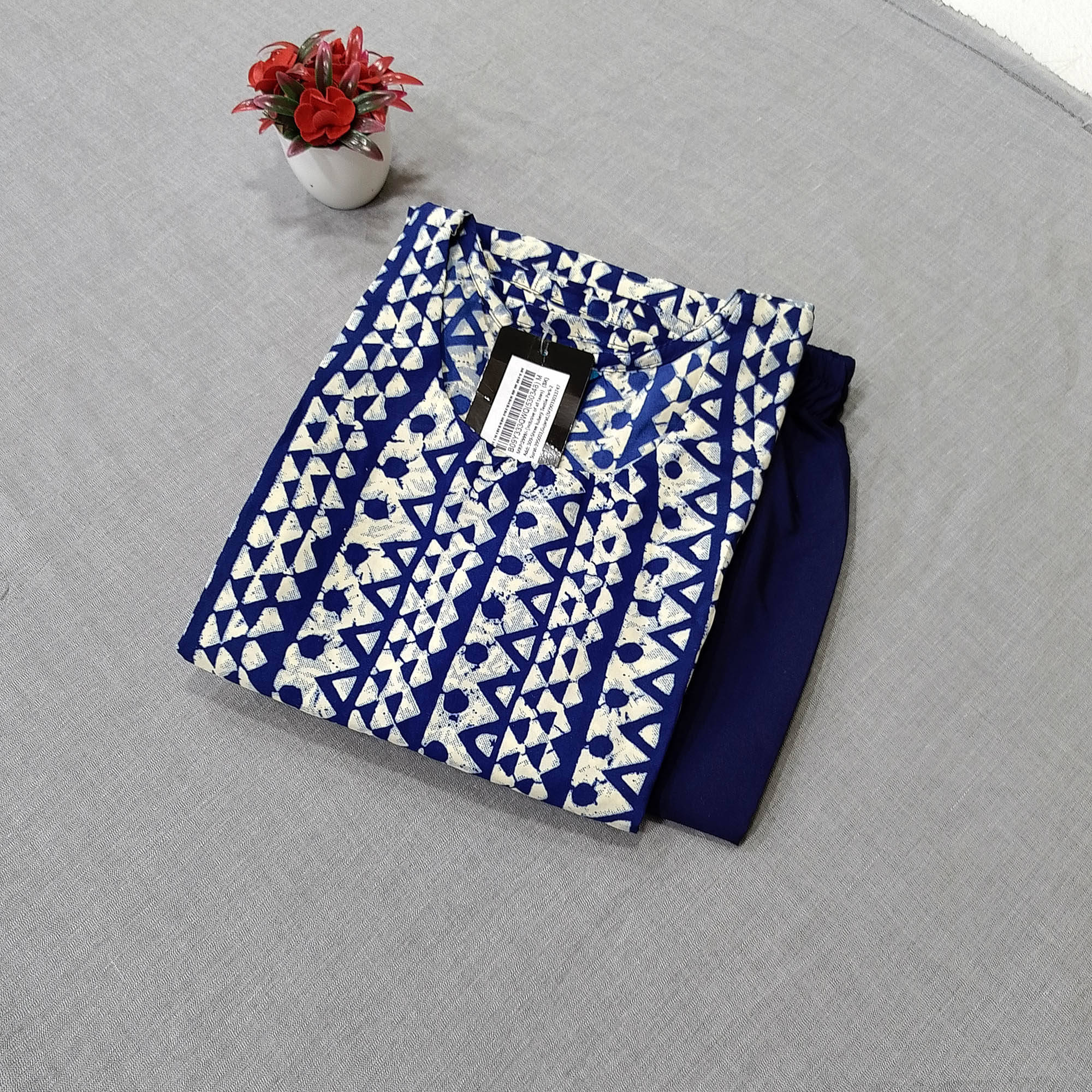     			1 Stop Fashion Crepe Printed Kurti With Pants Women's Stitched Salwar Suit - Navy ( Pack of 1 )