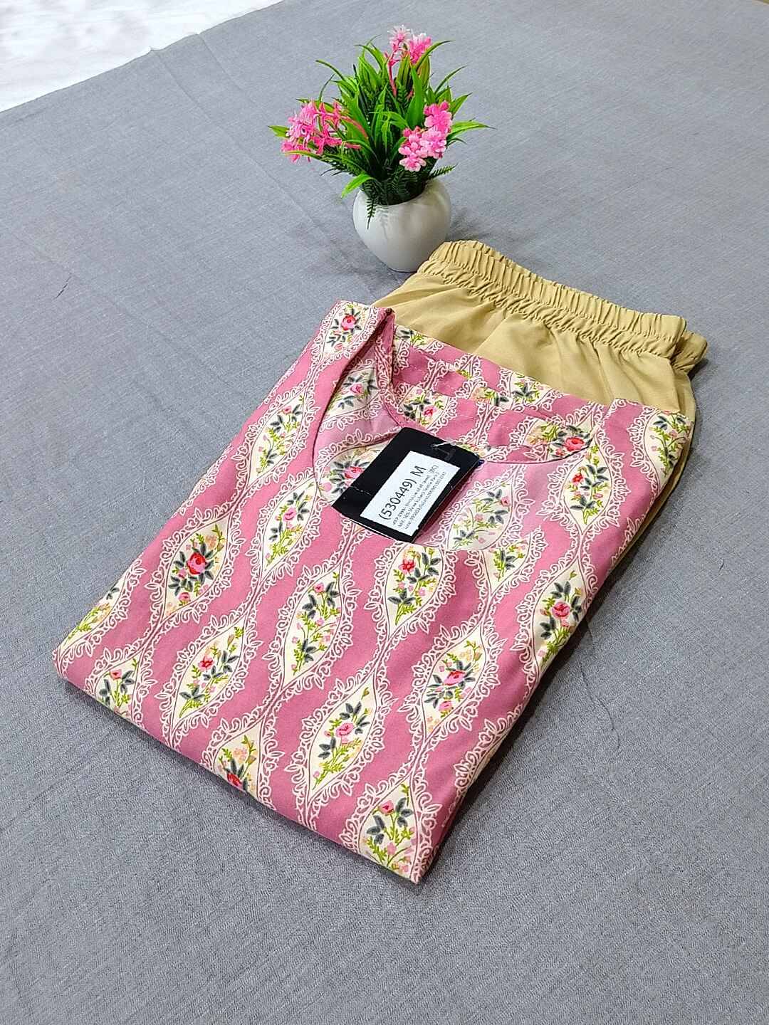 1 Stop Fashion Crepe Printed Kurti With Pants Women's Stitched Salwar Suit - Peach ( Pack of 1 ) 1 Stop Fashion Crepe Printed Kurti With Pants Women's Stitched Salwar Suit - Peach ( Pack of 1 )