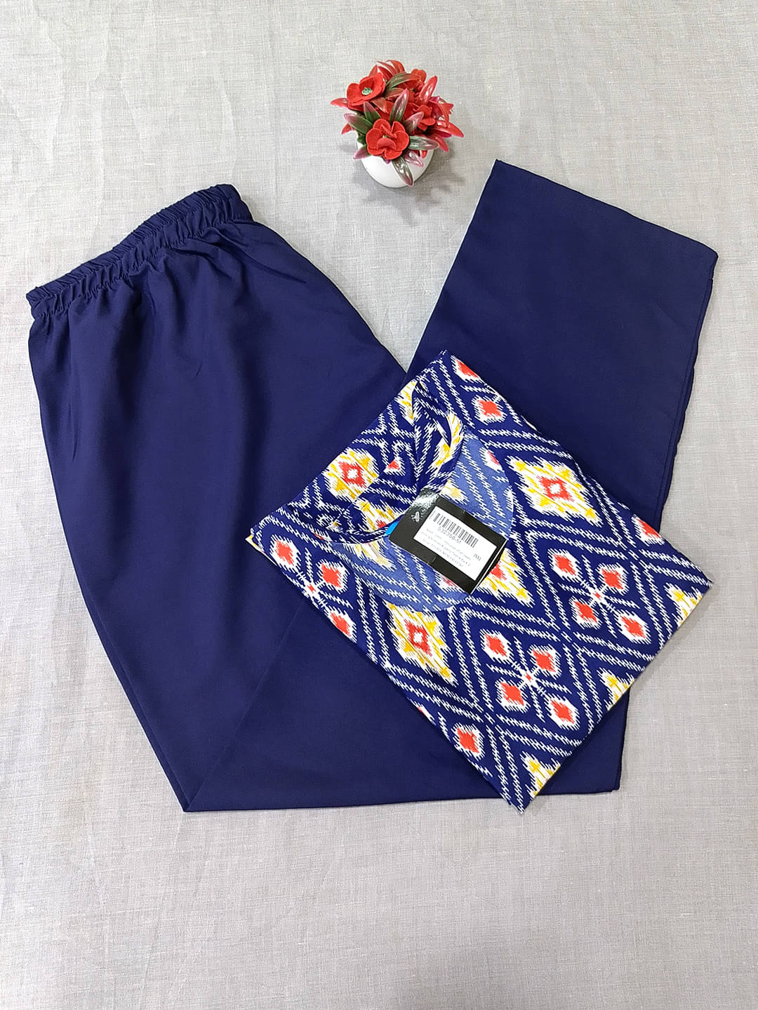 1 Stop Fashion Crepe Printed Kurti With Pants Women's Stitched Salwar Suit - Navy Blue ( Pack of 1 ) 1 Stop Fashion Crepe Printed Kurti With Pants Women's Stitched Salwar Suit - Navy Blue ( Pack of 1 )