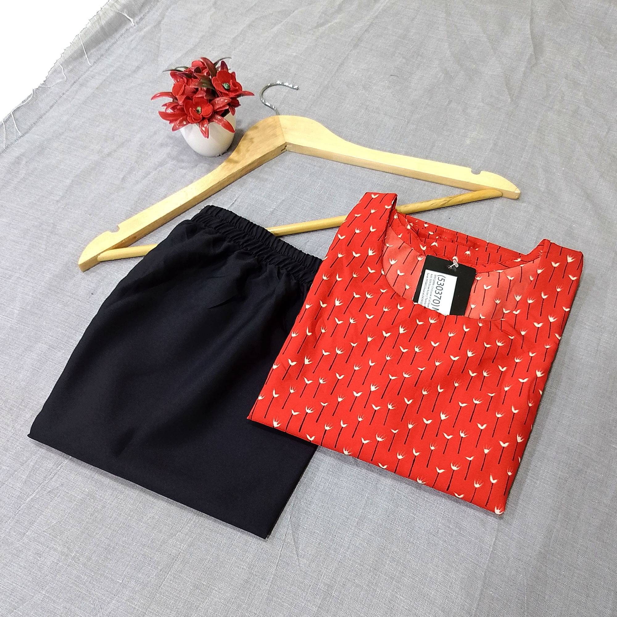     			1 Stop Fashion Pack of 1 Crepe Printed Straight Women's Kurti - ( Red )