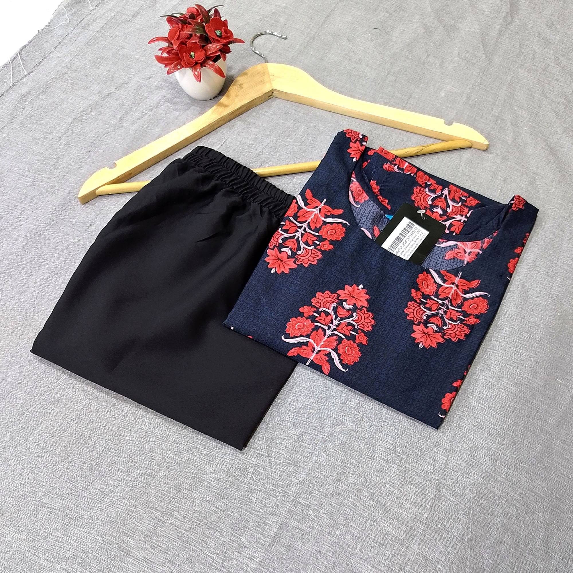     			1 Stop Fashion Pack of 1 Crepe Printed Straight Women's Kurti - ( Black )