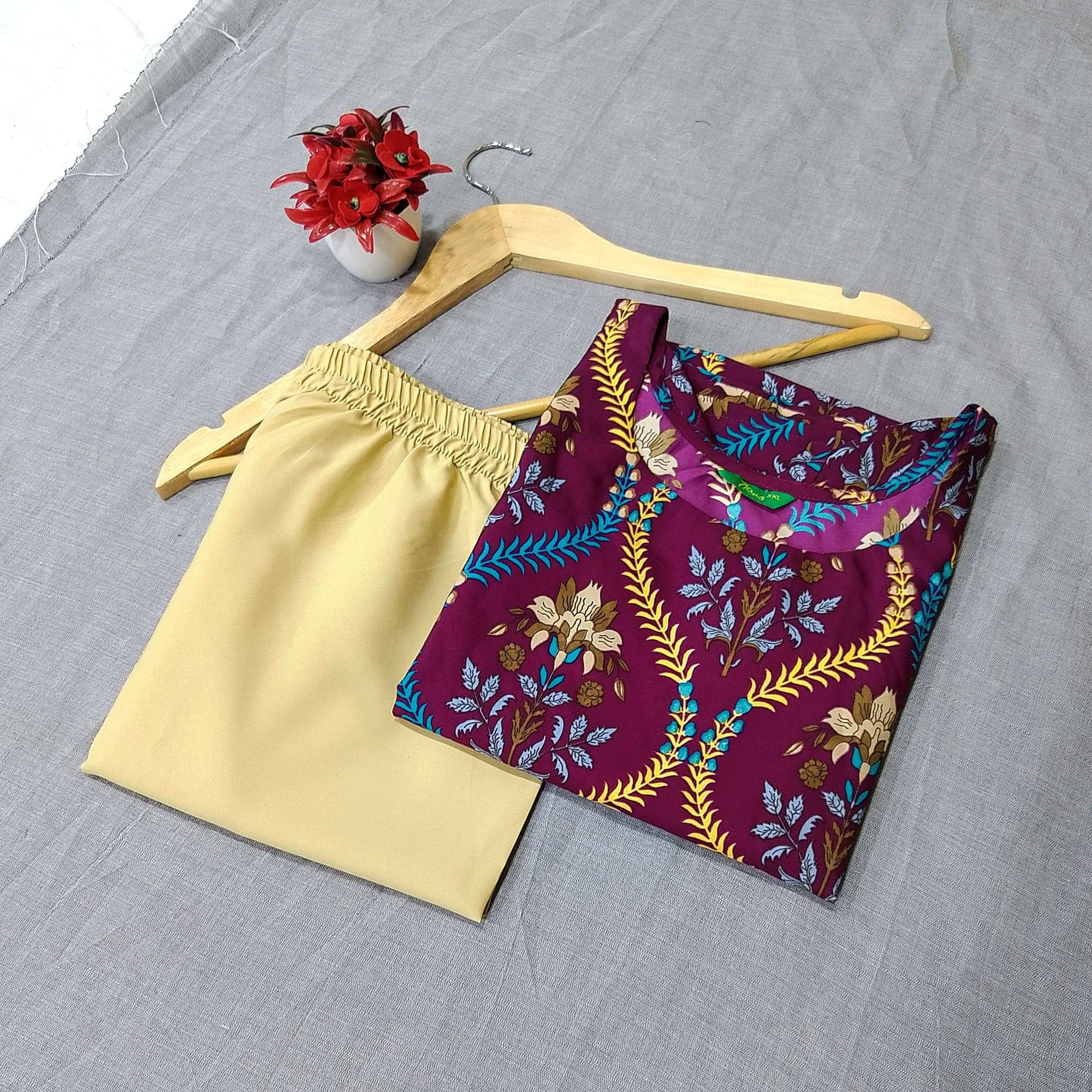     			1 Stop Fashion Pack of 1 Crepe Printed Straight Women's Kurti - ( Purple )