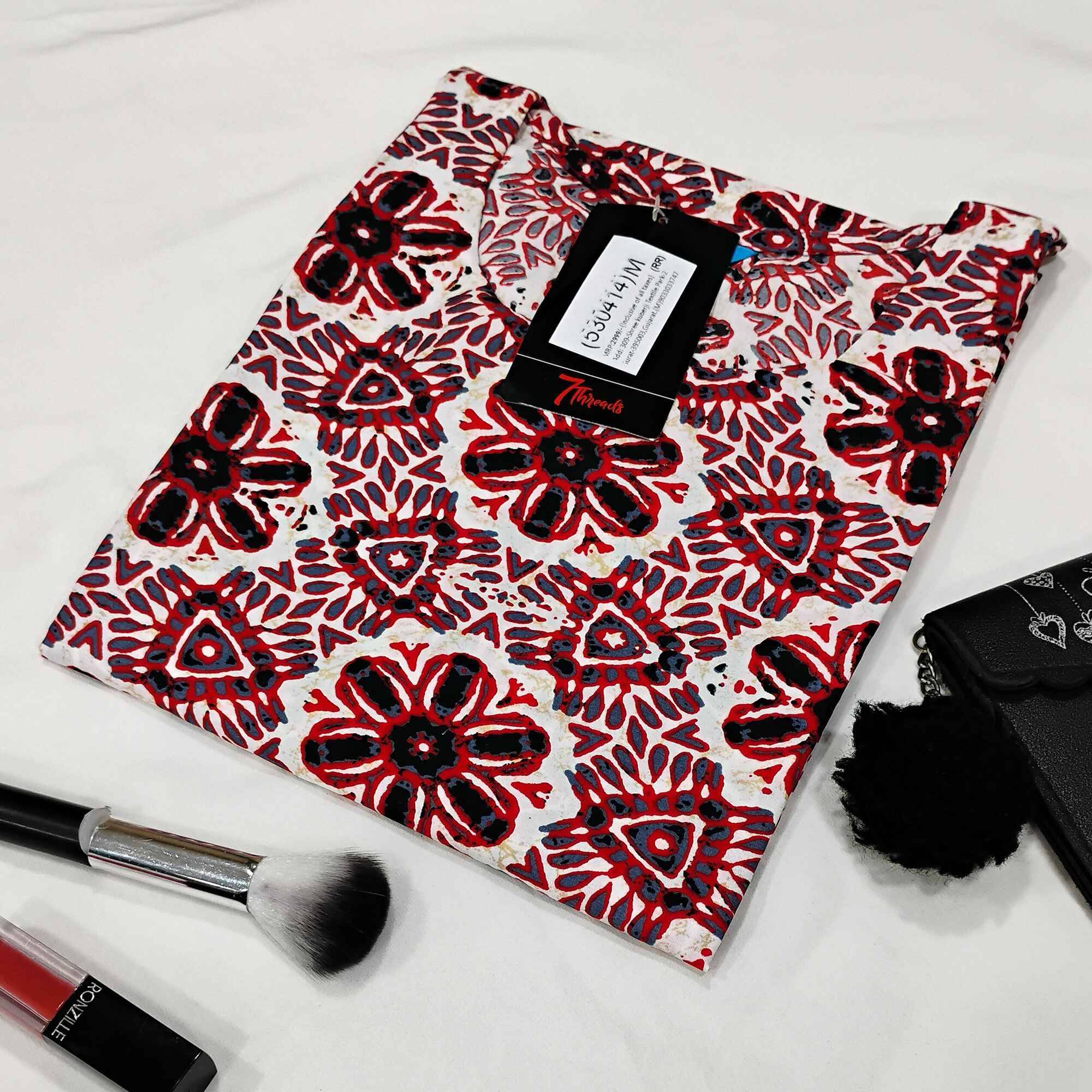     			1 Stop Fashion Pack of 1 Crepe Printed Straight Women's Kurti - ( Pink )