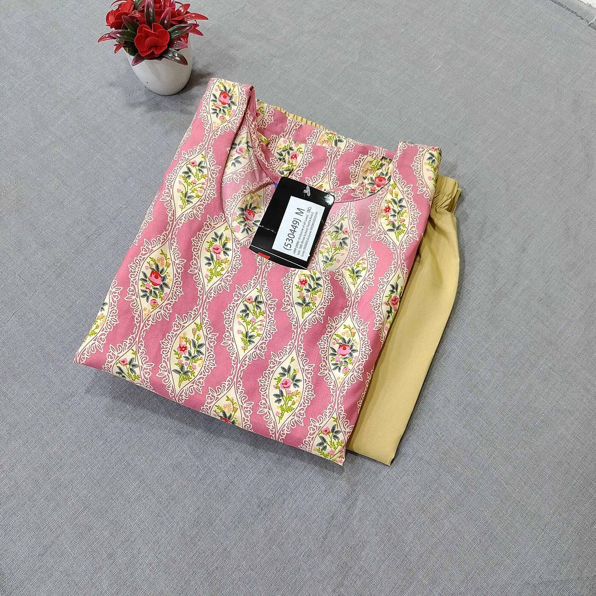     			1 Stop Fashion Pack of 1 Crepe Printed Straight Women's Kurti - ( Peach )