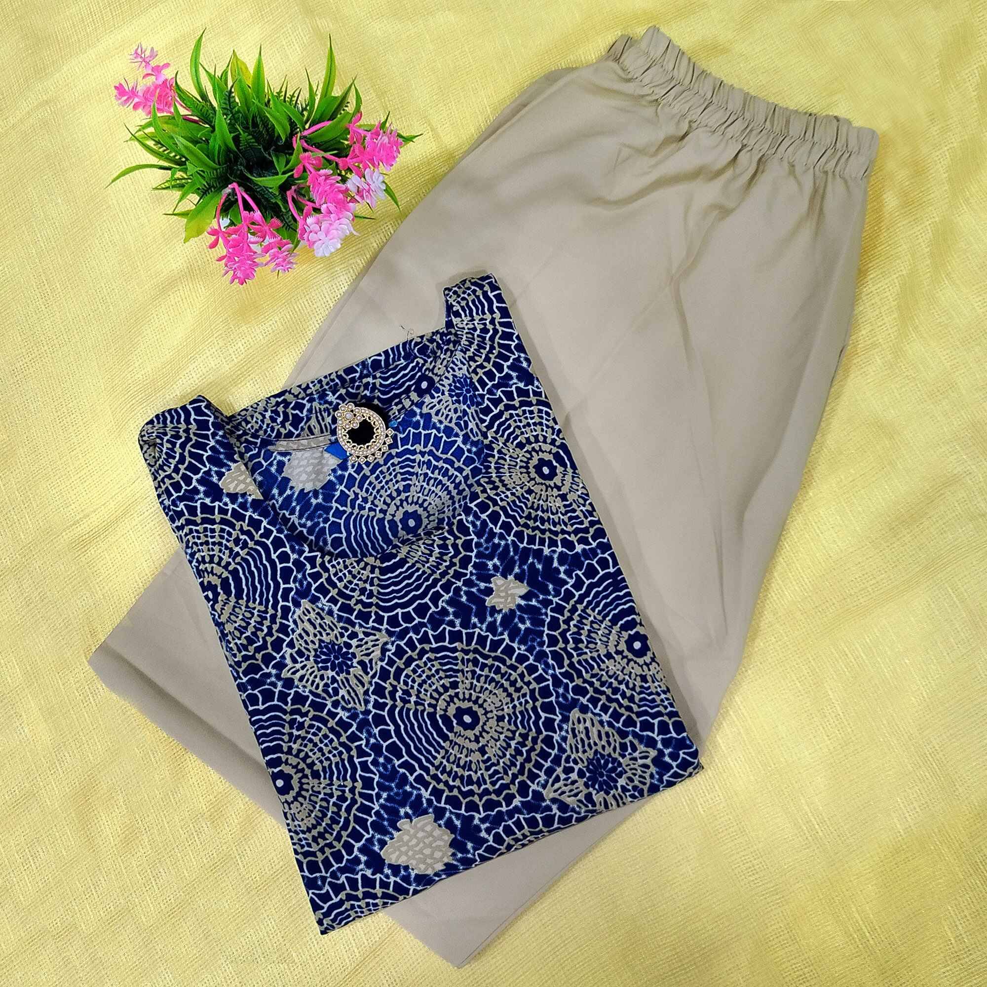 1 Stop Fashion Pack of 1 Crepe Printed Straight Women's Kurti - ( Blue ) 1 Stop Fashion Pack of 1 Crepe Printed Straight Women's Kurti - ( Blue )