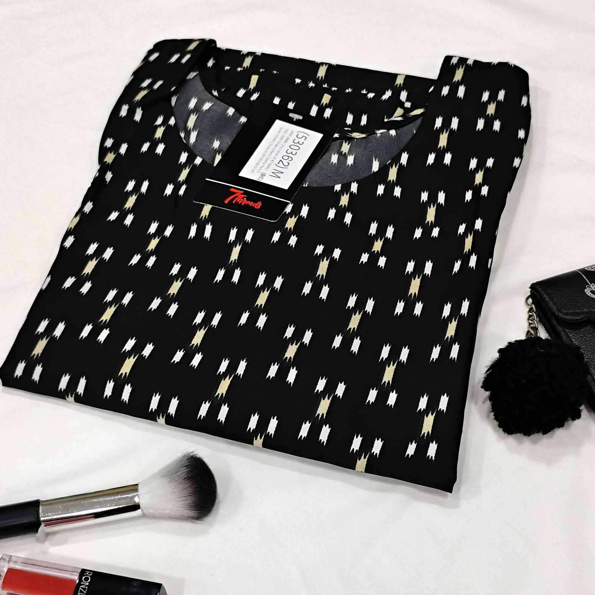 1 Stop Fashion Pack of 1 Crepe Printed Straight Women's Kurti - ( Charcoal )     			1 Stop Fashion Pack of 1 Crepe Printed Straight Women's Kurti - ( Charcoal )