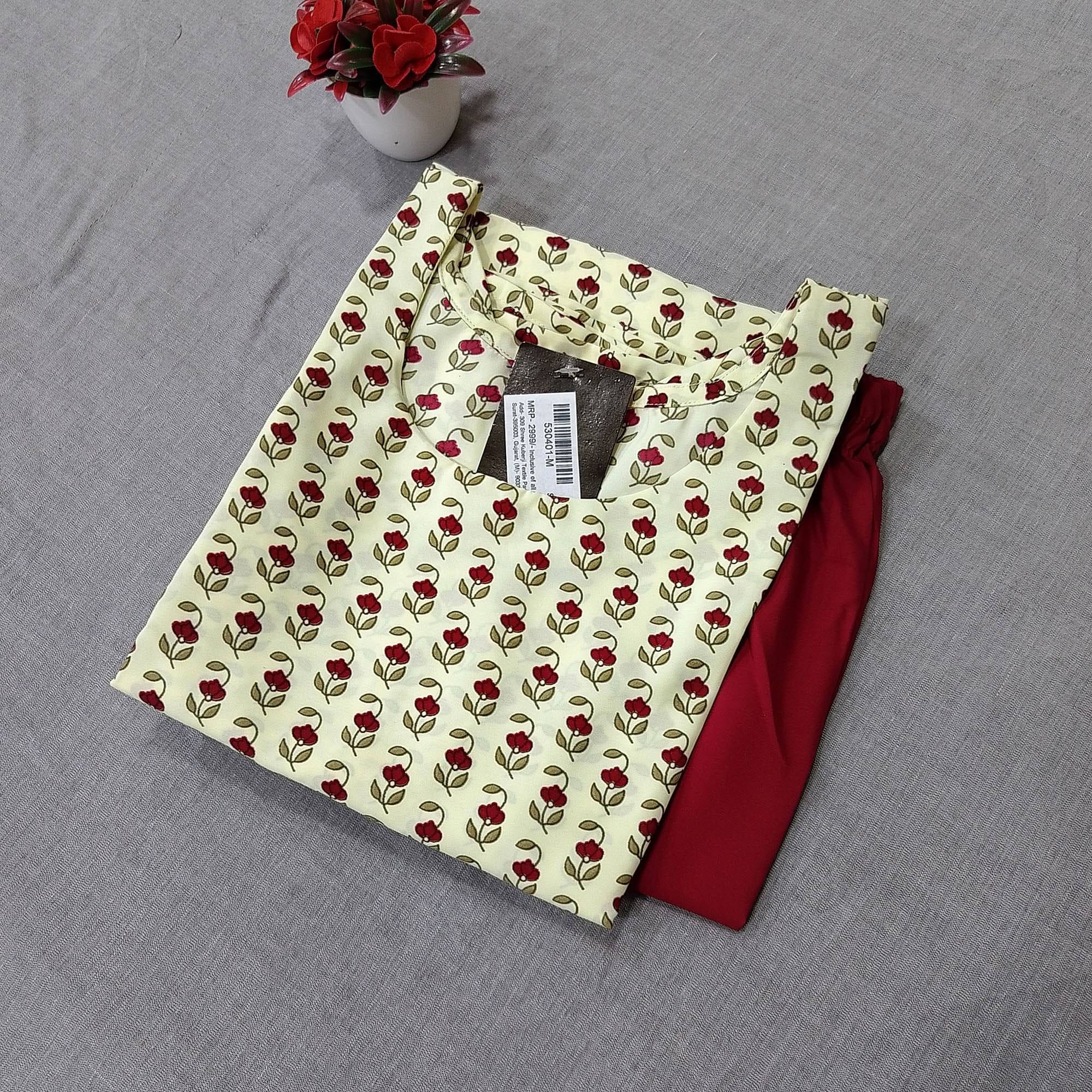     			1 Stop Fashion Pack of 1 Crepe Printed Straight Women's Kurti - ( Off White )
