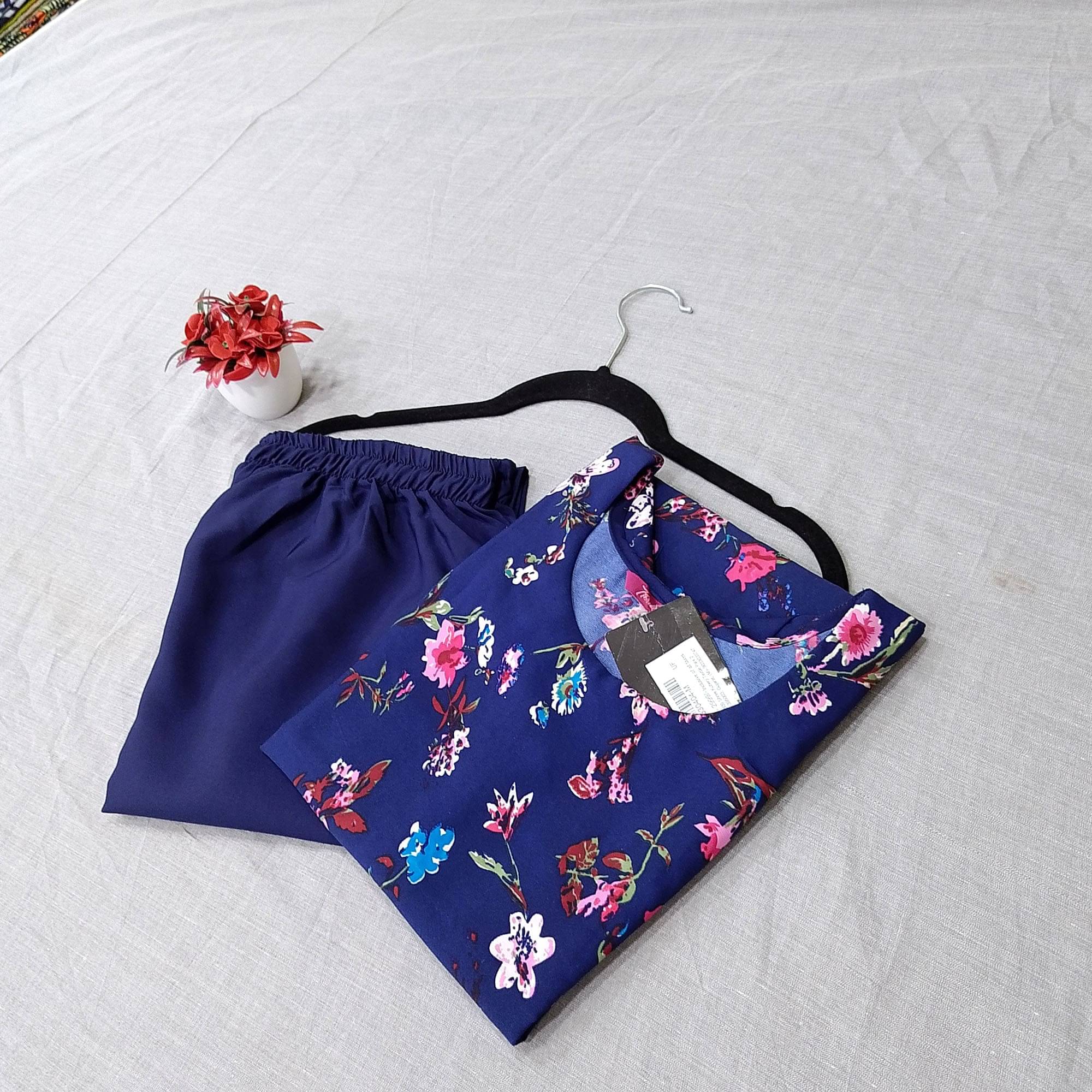    			1 Stop Fashion Pack of 1 Crepe Printed Straight Women's Kurti - ( Navy )