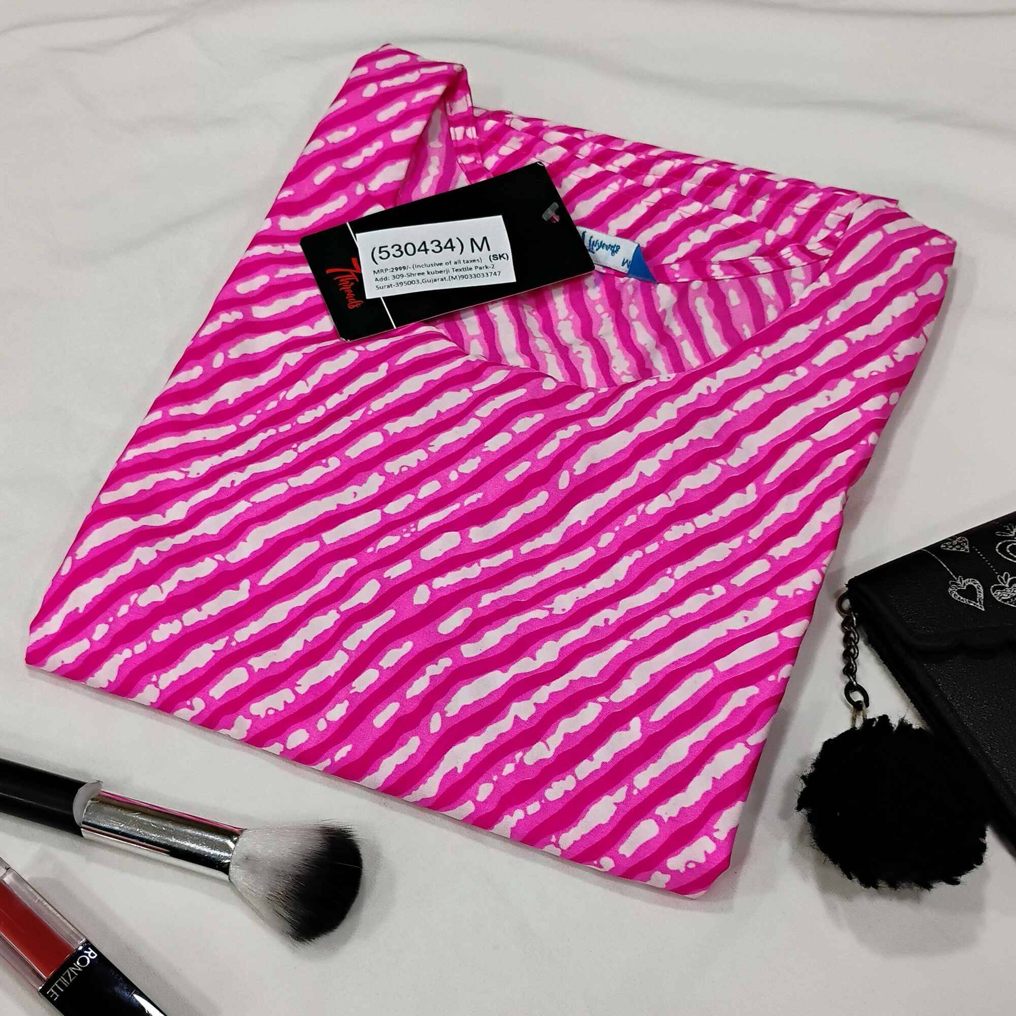     			1 Stop Fashion Pack of 1 Crepe Printed Straight Women's Kurti - ( Pink )