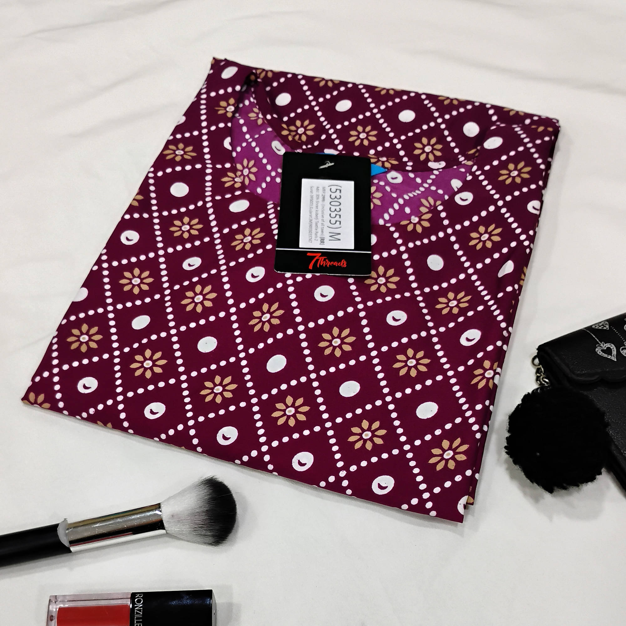 1 Stop Fashion Pack of 1 Crepe Printed Straight Women's Kurti - ( Purple ) 1 Stop Fashion Pack of 1 Crepe Printed Straight Women's Kurti - ( Purple )
