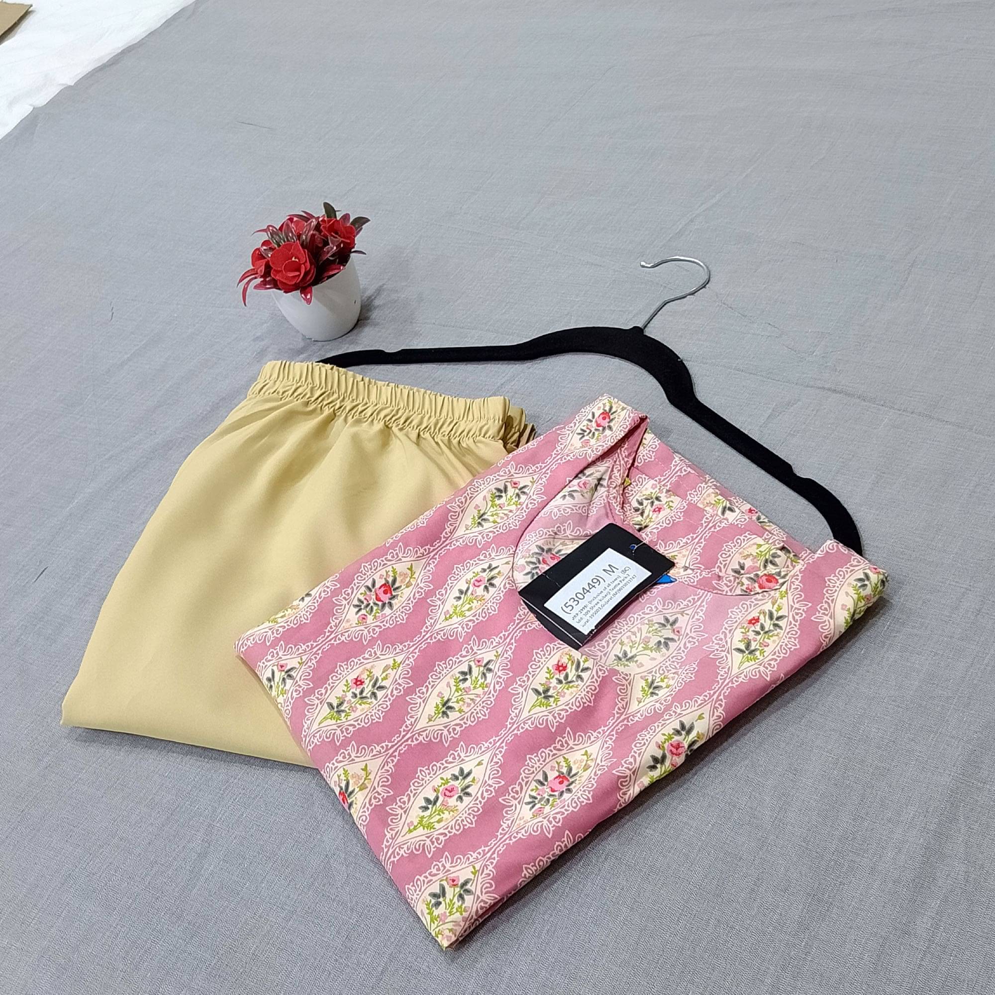 1 Stop Fashion Pack of 1 Crepe Printed Straight Women's Kurti - ( Peach )     			1 Stop Fashion Pack of 1 Crepe Printed Straight Women's Kurti - ( Peach )