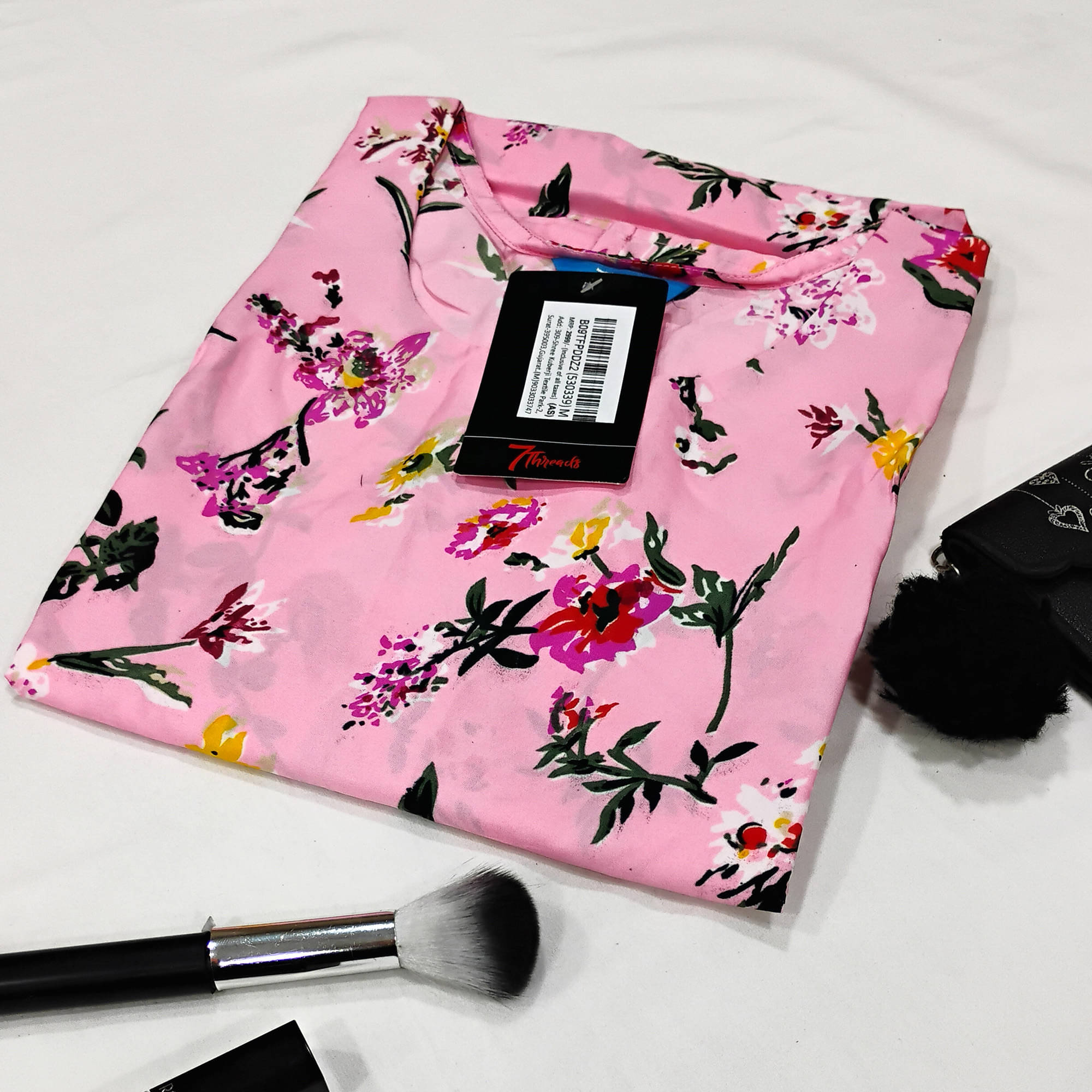     			1 Stop Fashion Pack of 1 Crepe Printed Straight Women's Kurti - ( Pink )