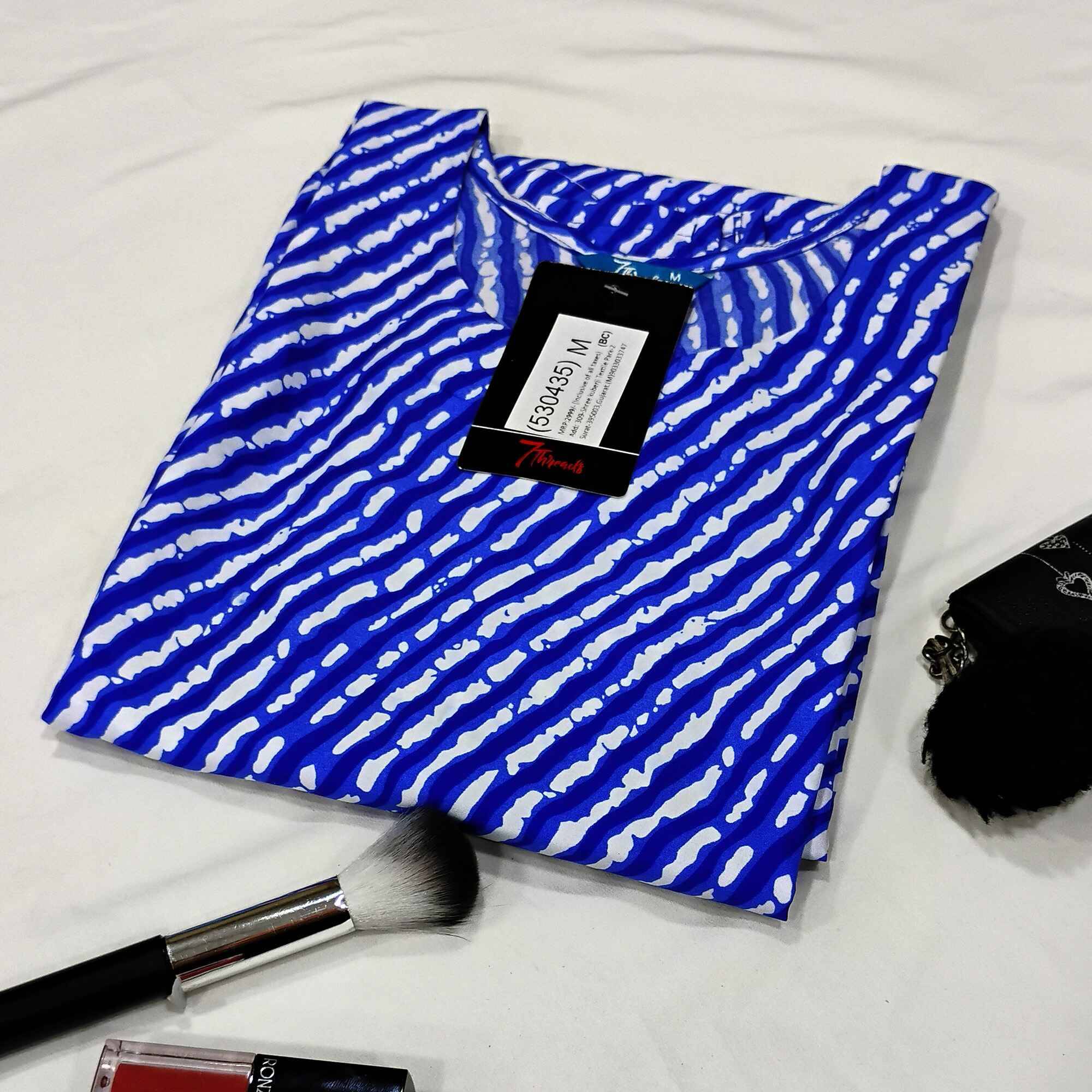 1 Stop Fashion Pack of 1 Crepe Printed Straight Women's Kurti - ( Blue ) 1 Stop Fashion Pack of 1 Crepe Printed Straight Women's Kurti - ( Blue )