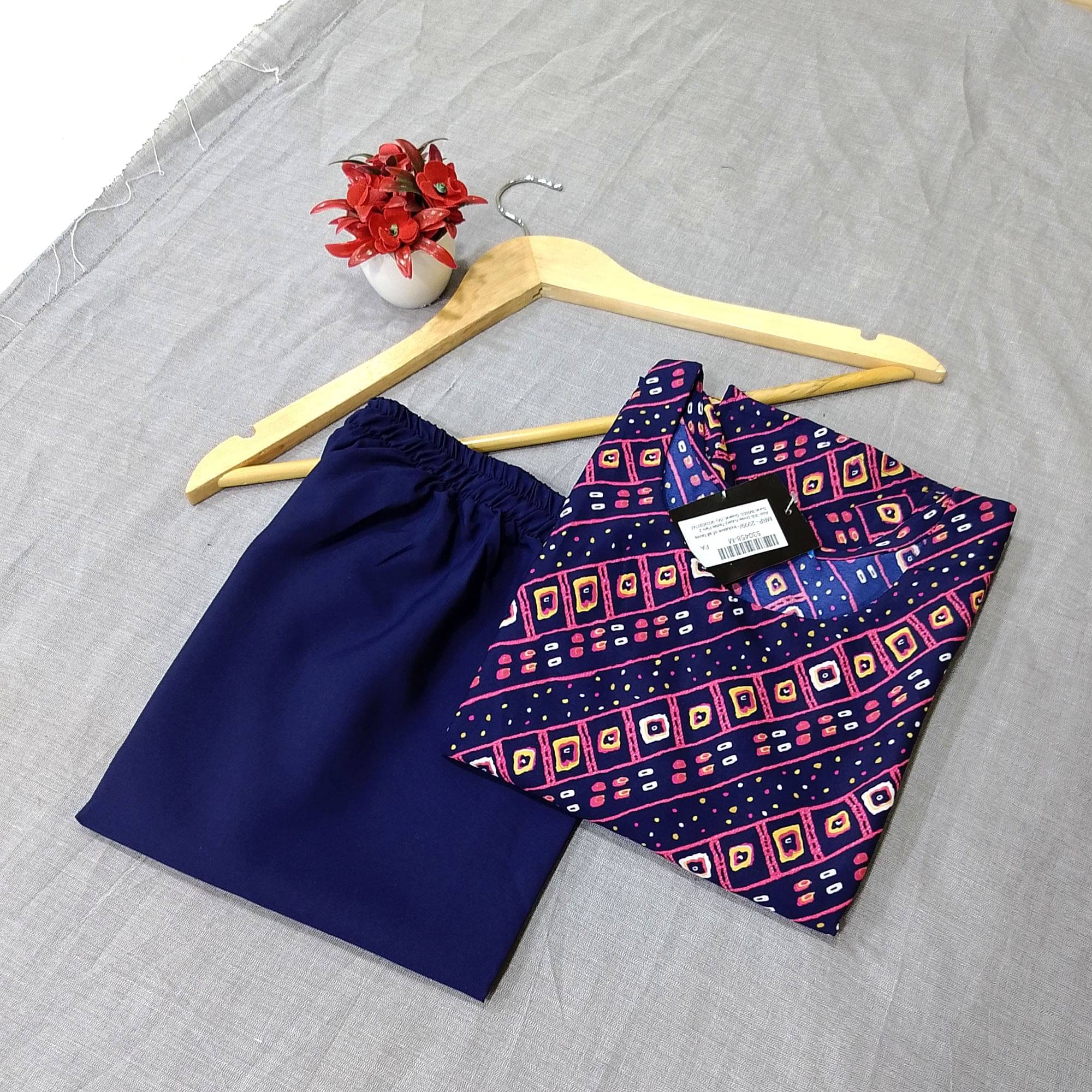 Ethnicbasket Crepe Printed Kurti With Pants Women's Stitched Salwar Suit - Blue ( Pack of 1 ) Ethnicbasket Crepe Printed Kurti With Pants Women's Stitched Salwar Suit - Blue ( Pack of 1 )