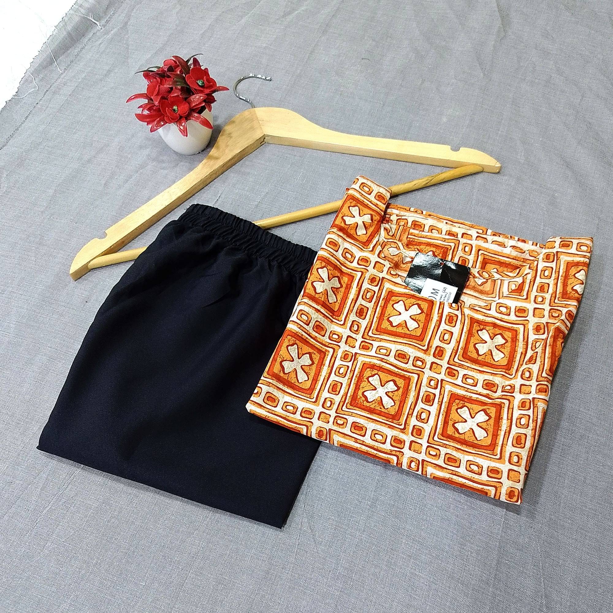    			Ethnicbasket Crepe Printed Kurti With Pants Women's Stitched Salwar Suit - Orange ( Pack of 1 )