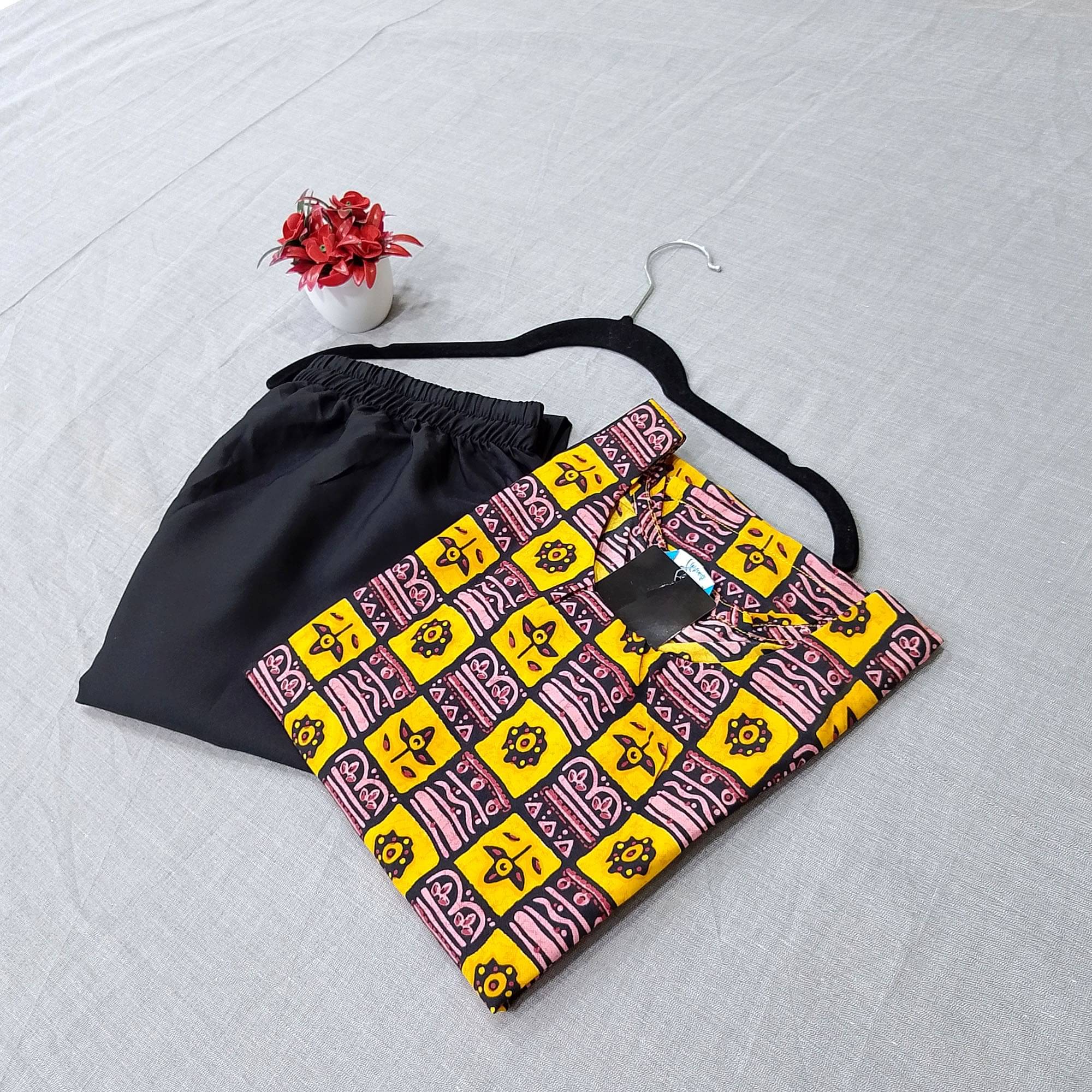 Ethnicbasket Crepe Printed Kurti With Pants Women's Stitched Salwar Suit - Yellow ( Pack of 1 ) Ethnicbasket Crepe Printed Kurti With Pants Women's Stitched Salwar Suit - Yellow ( Pack of 1 )