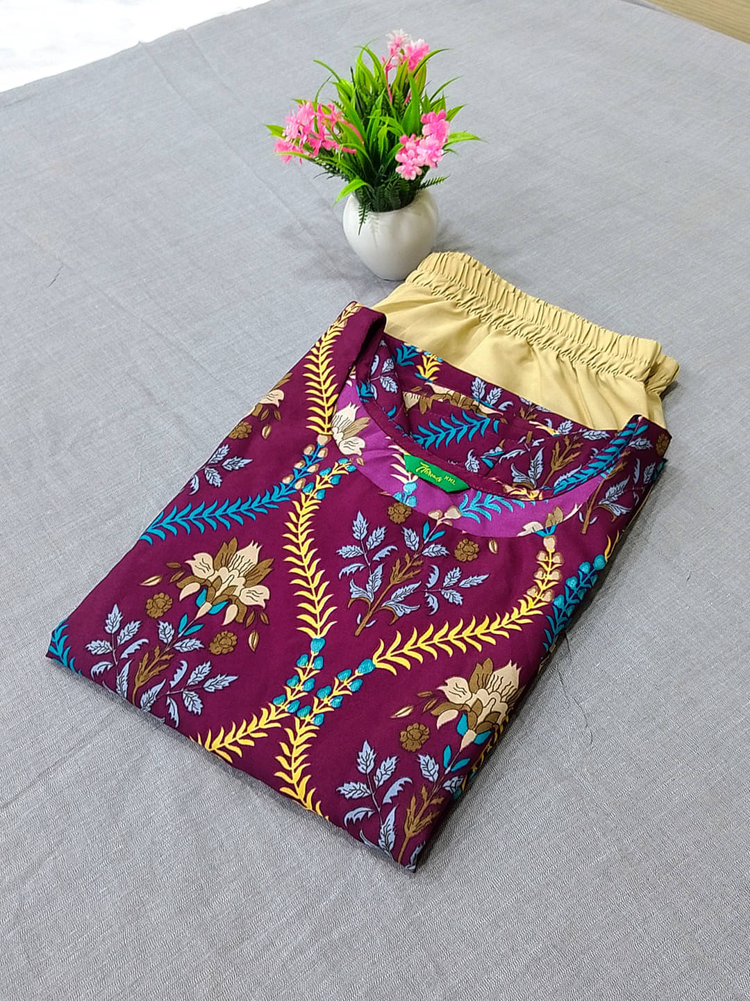 Ethnicbasket Crepe Printed Kurti With Pants Women's Stitched Salwar Suit - Purple ( Pack of 1 ) Ethnicbasket Crepe Printed Kurti With Pants Women's Stitched Salwar Suit - Purple ( Pack of 1 )