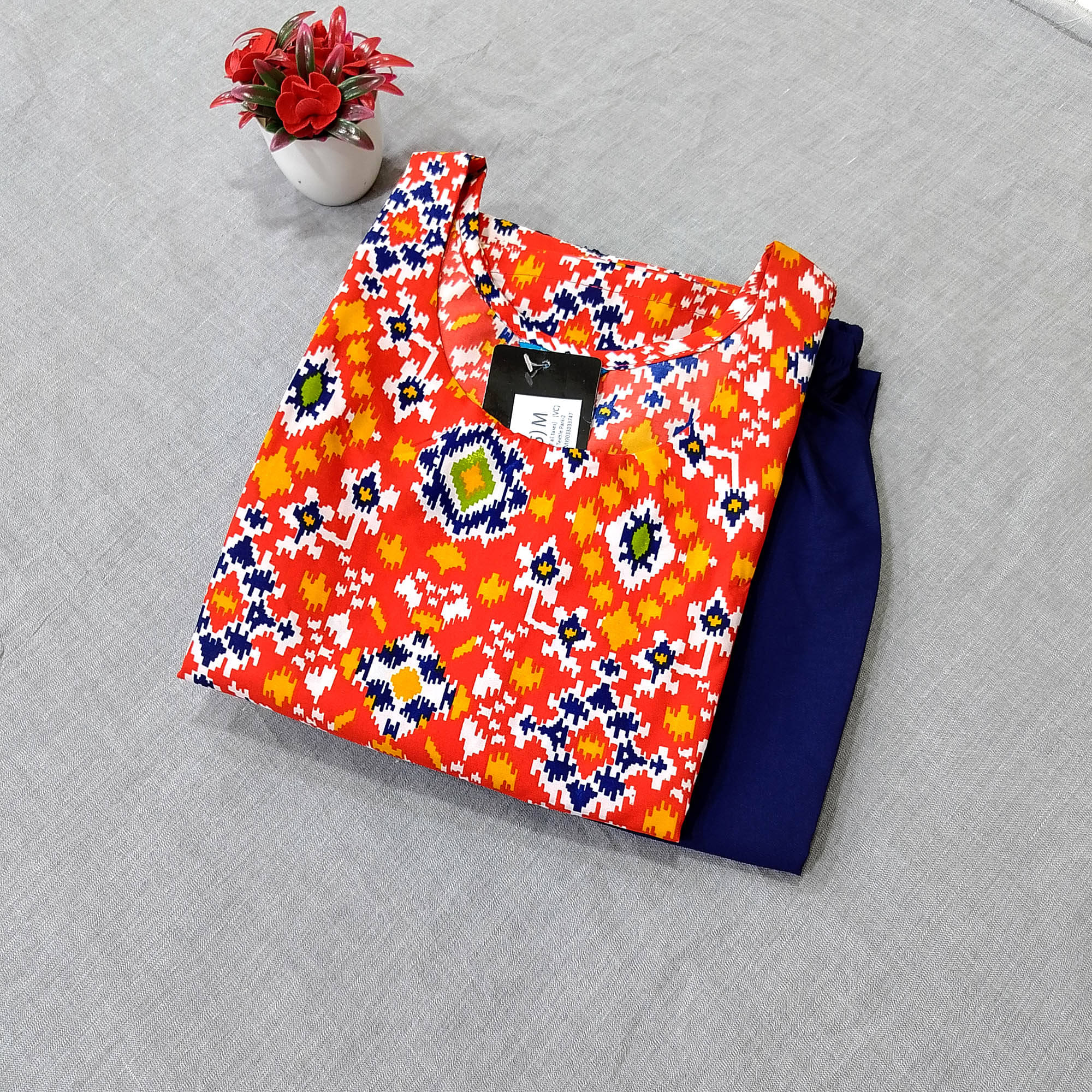     			Ethnicbasket Crepe Printed Kurti With Pants Women's Stitched Salwar Suit - Multicoloured ( Pack of 1 )