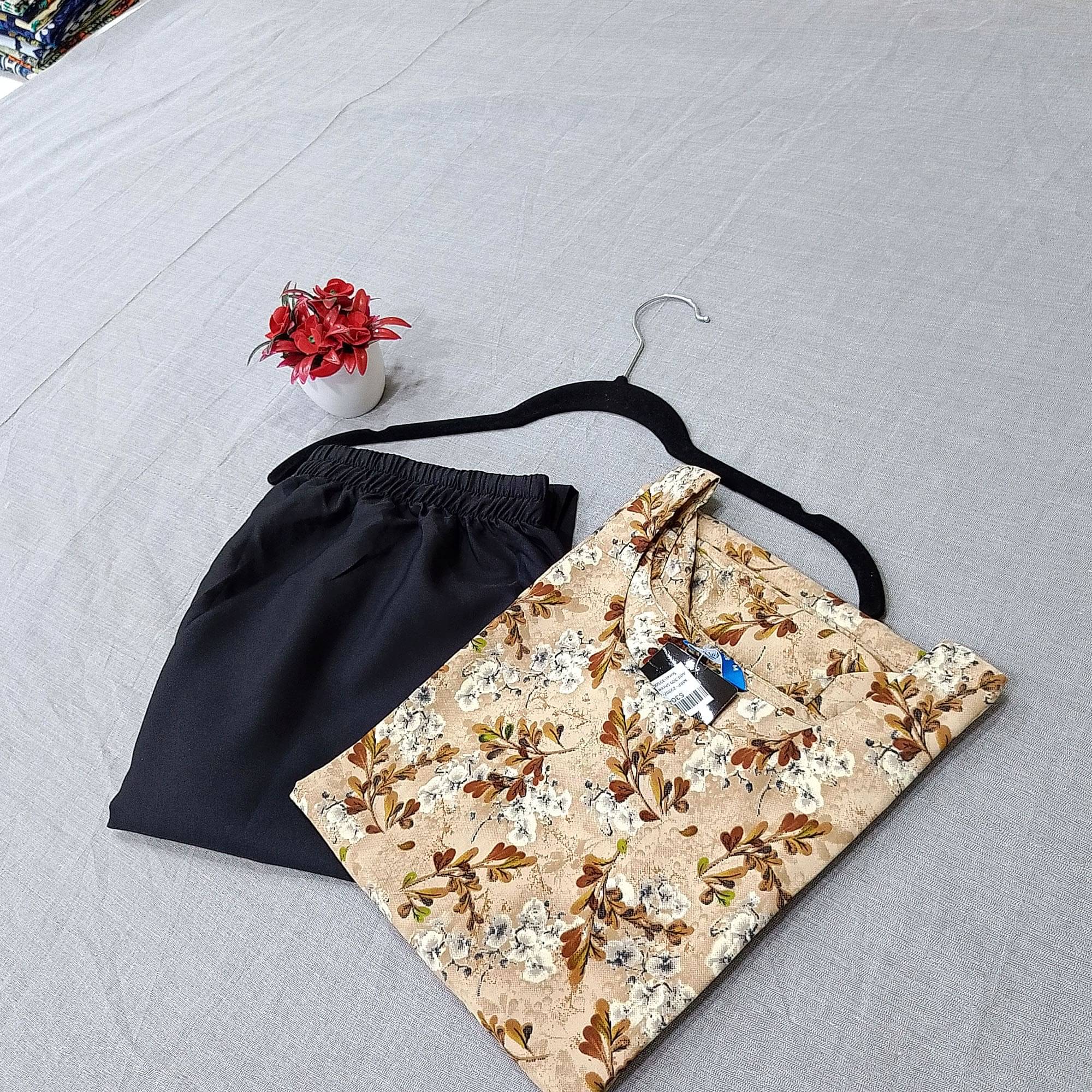     			Ethnicbasket Crepe Printed Kurti With Pants Women's Stitched Salwar Suit - Beige ( Pack of 1 )