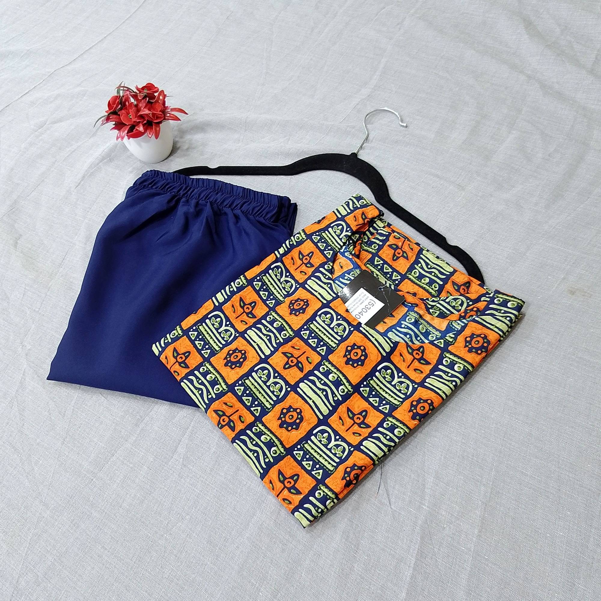     			Ethnicbasket Crepe Printed Kurti With Pants Women's Stitched Salwar Suit - Orange ( Pack of 1 )