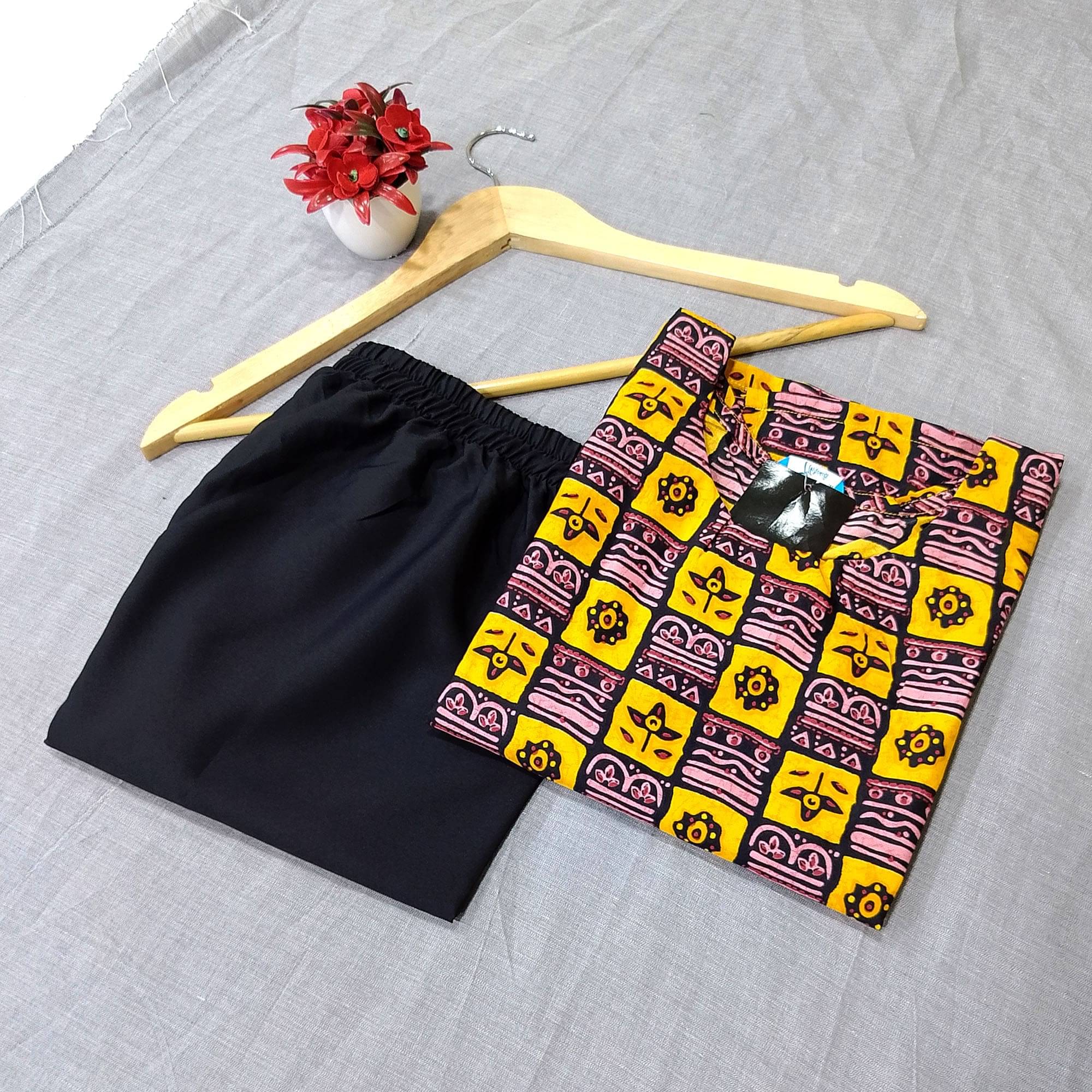     			Ethnicbasket Crepe Printed Kurti With Pants Women's Stitched Salwar Suit - Yellow ( Pack of 1 )