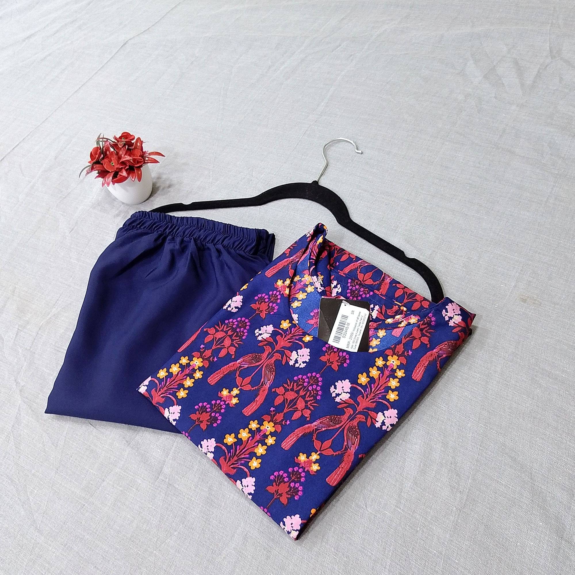 Ethnicbasket Crepe Printed Kurti With Pants Women's Stitched Salwar Suit - Navy Blue ( Pack of 1 ) Ethnicbasket Crepe Printed Kurti With Pants Women's Stitched Salwar Suit - Navy Blue ( Pack of 1 )
