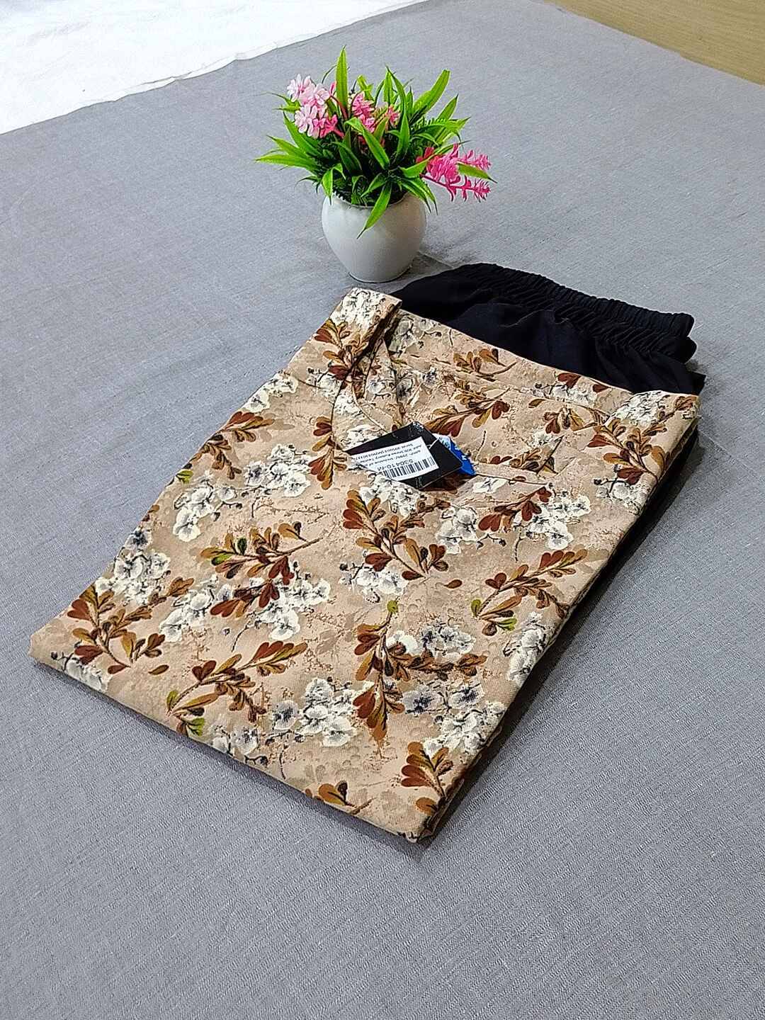 Ethnicbasket Crepe Printed Kurti With Pants Women's Stitched Salwar Suit - Beige ( Pack of 1 ) Ethnicbasket Crepe Printed Kurti With Pants Women's Stitched Salwar Suit - Beige ( Pack of 1 )