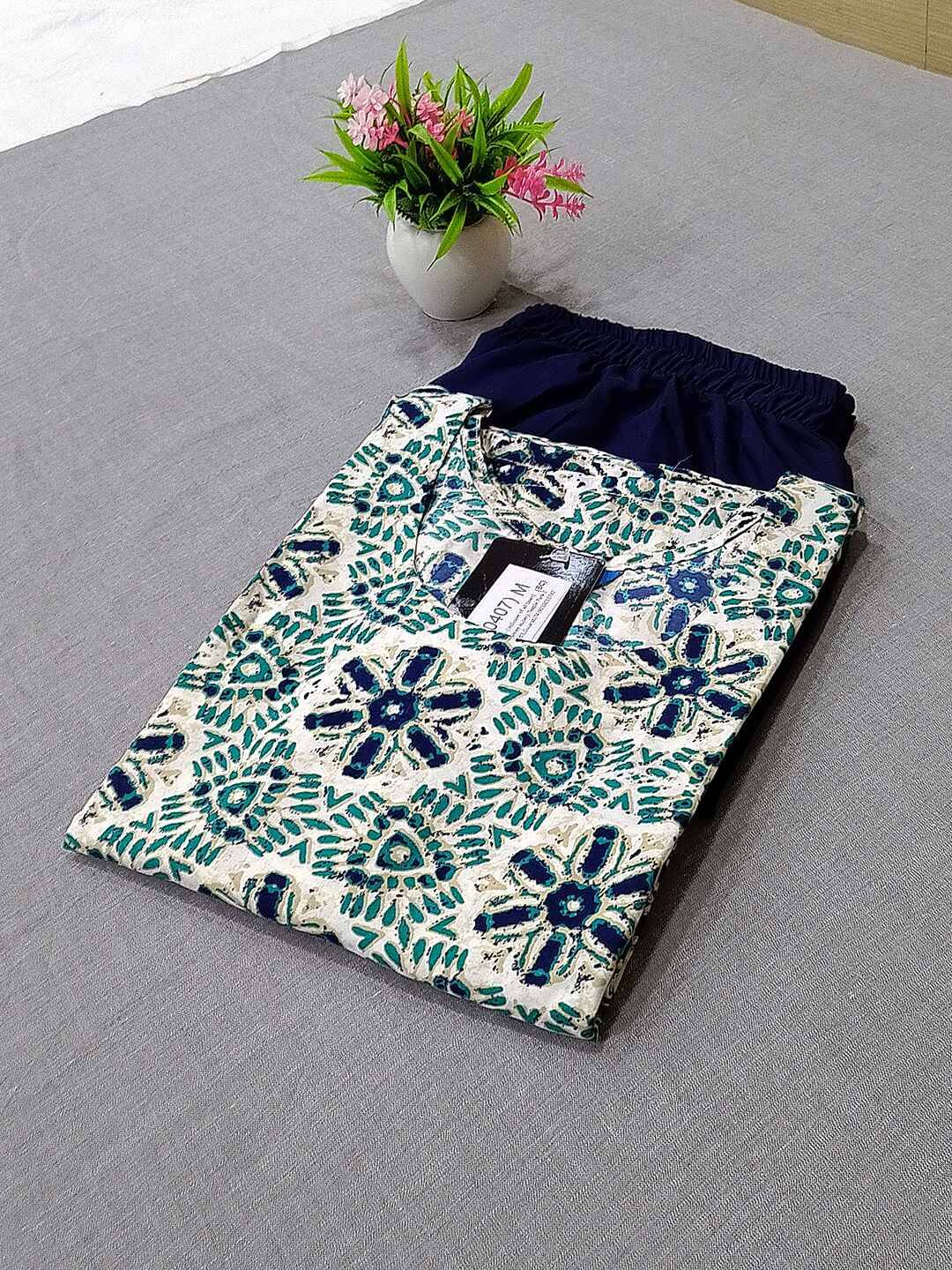     			Ethnicbasket Pack of 1 Crepe Printed Straight Women's Kurti - ( Teal )