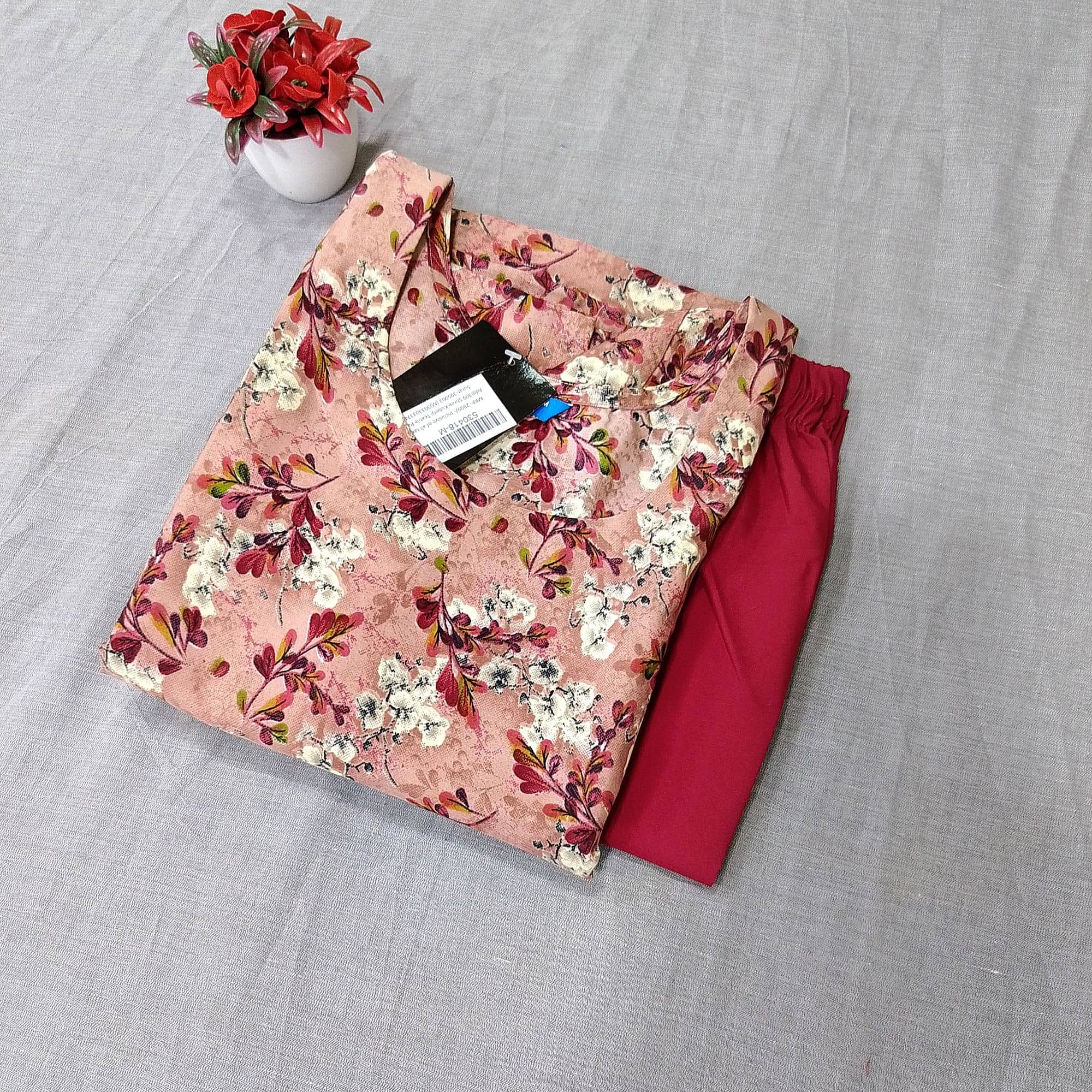 Ethnicbasket Pack of 1 Crepe Printed Straight Women's Kurti - ( Peach )     			Ethnicbasket Pack of 1 Crepe Printed Straight Women's Kurti - ( Peach )