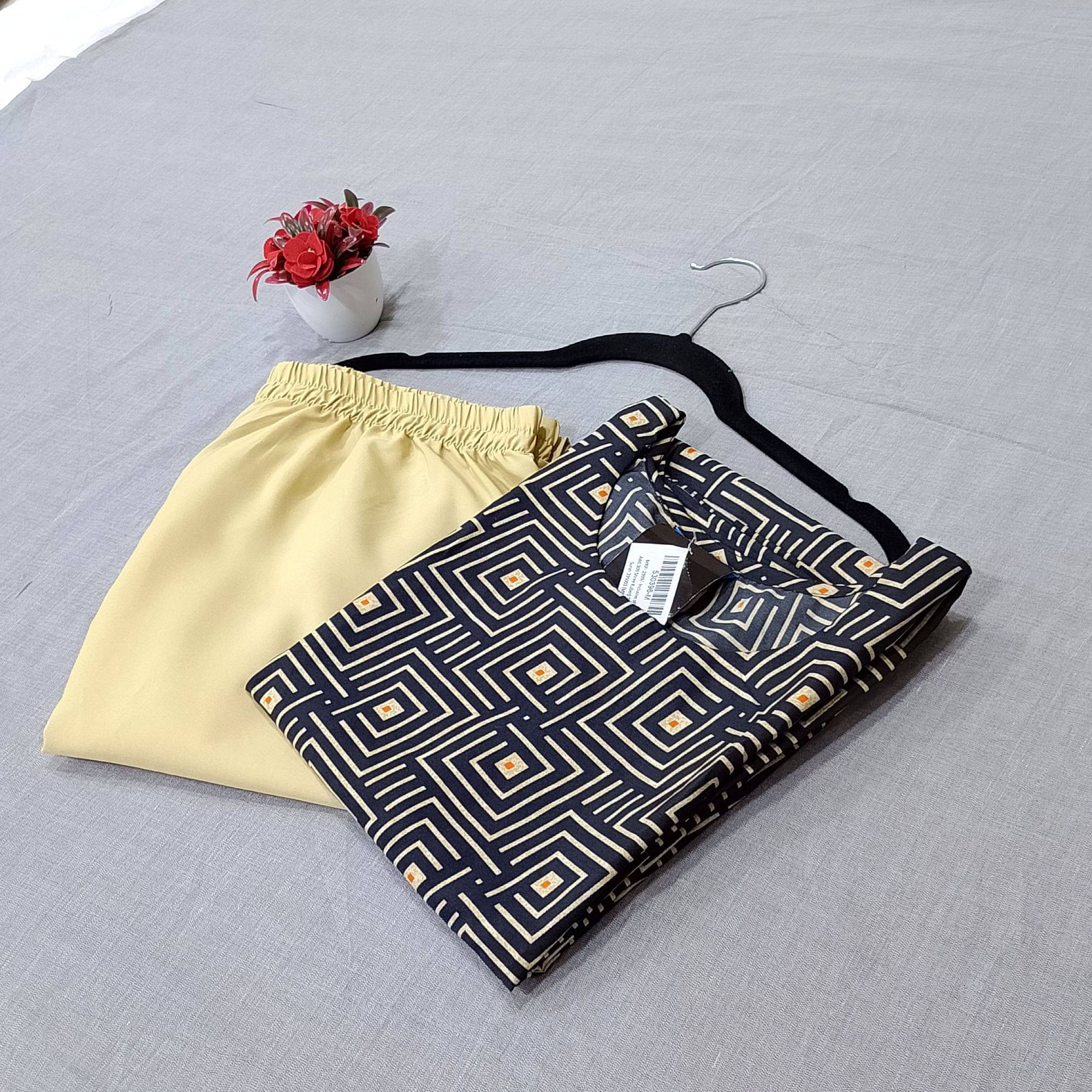     			Ethnicbasket Pack of 1 Crepe Printed Straight Women's Kurti - ( Black )