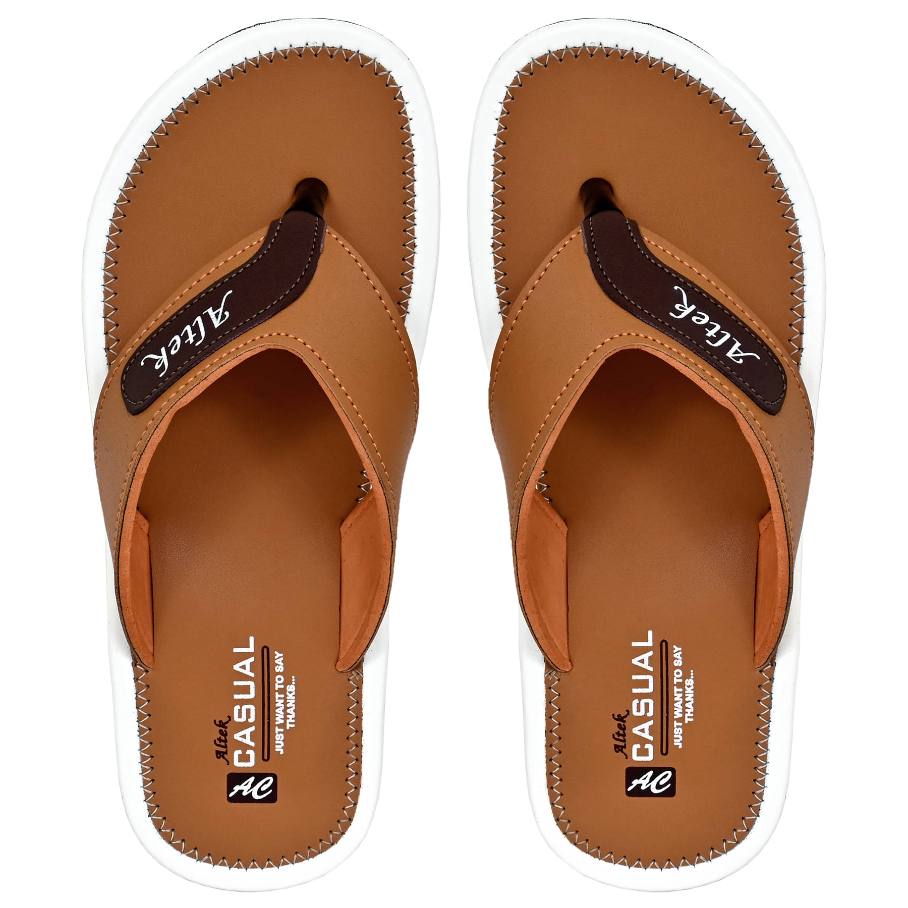     			Altek Tan Men's Thong Flip Flop