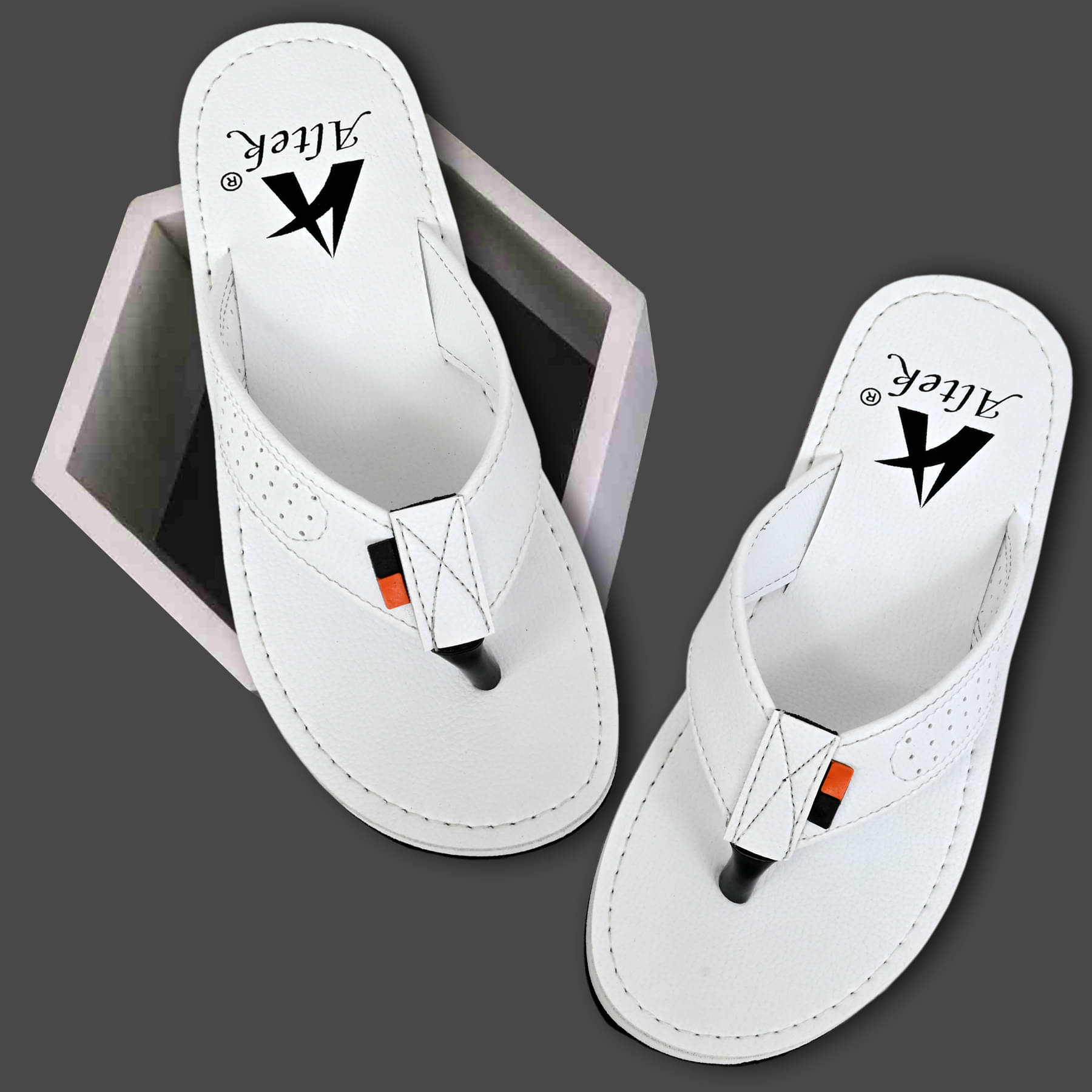     			Altek White Men's Thong Flip Flop