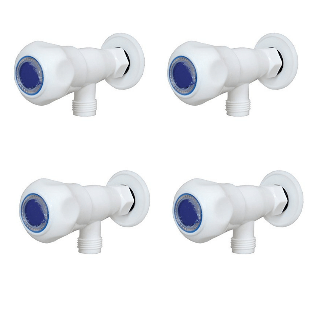     			BATHONIX Prince White PVC Angle Cock Tap - 4 PCS Plastic (ABS) Taper cock