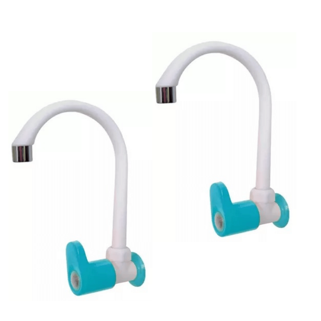 BATHONIX Royal Blue PVC Big Spout Classic Sink Cock - 2 PCS Plastic (ABS) Kitchen Sink Tap (Sink Cock)
