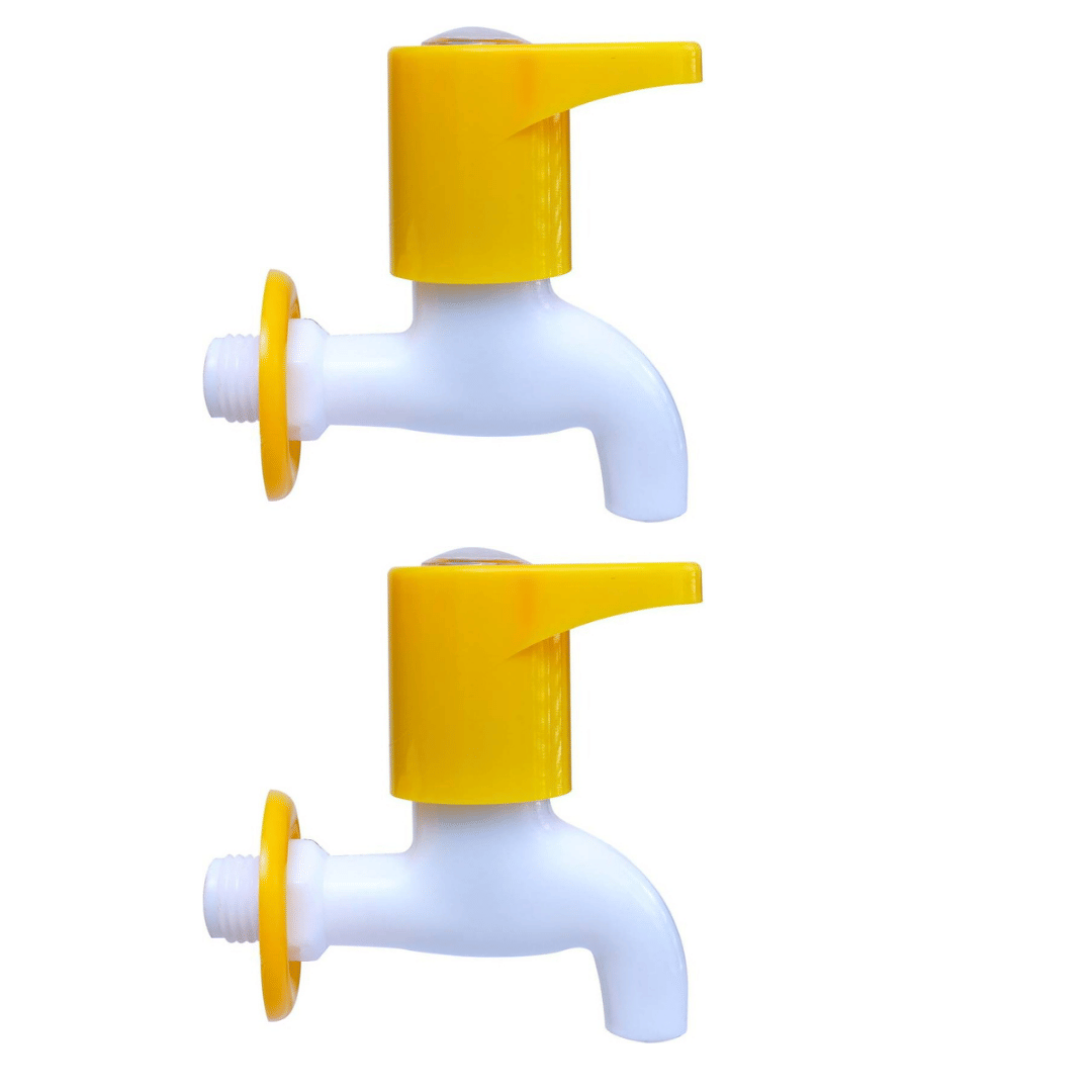     			BATHONIX Royal Yellow PVC Bib Cock Tap - 2 PCS Plastic (ABS) Bathroom Tap (Bib Cock)