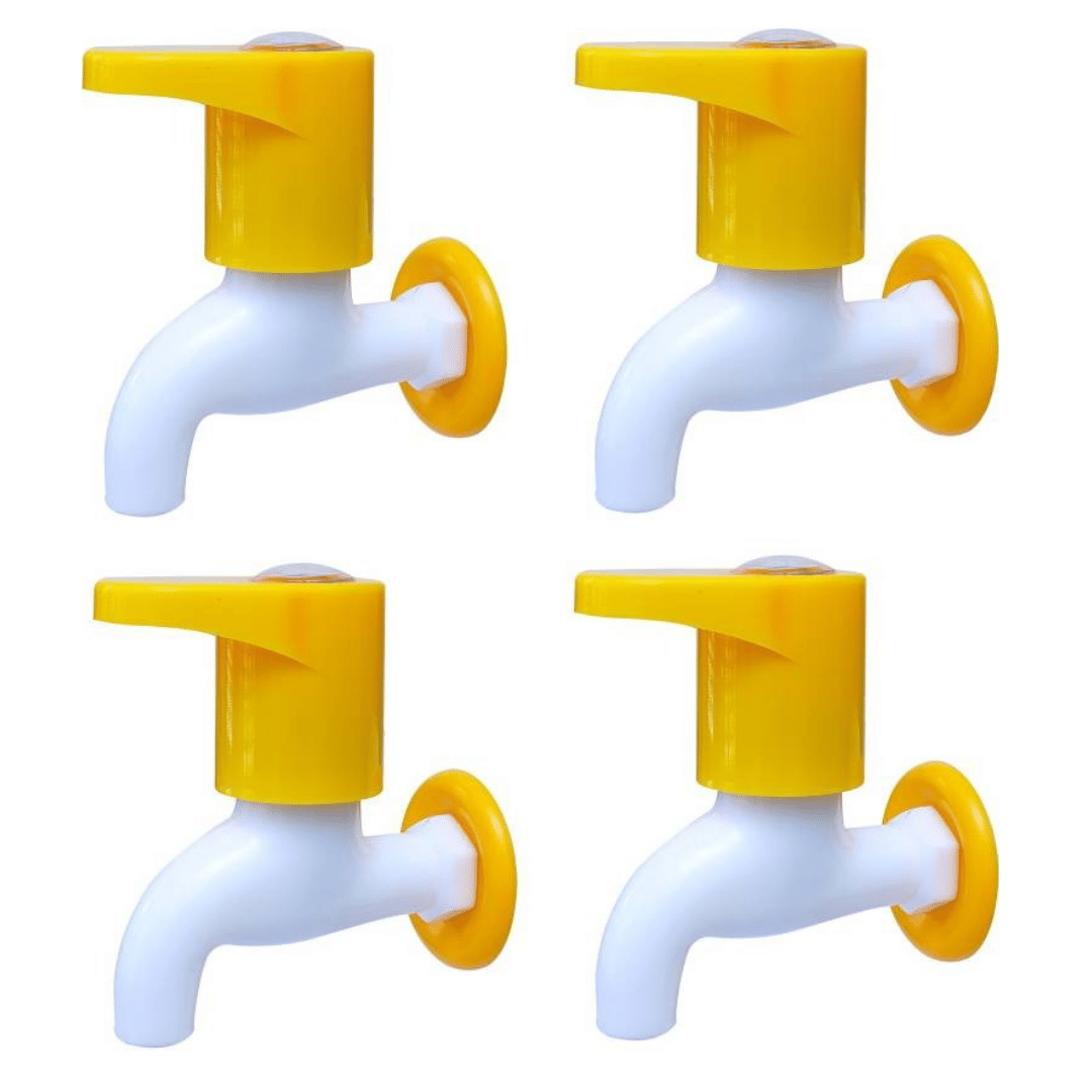 BATHONIX Royal Yellow PVC Bib Cock Tap - 4 PCS Plastic (ABS) Bathroom Tap (Bib Cock) BATHONIX Royal Yellow PVC Bib Cock Tap - 4 PCS Plastic (ABS) Bathroom Tap (Bib Cock)