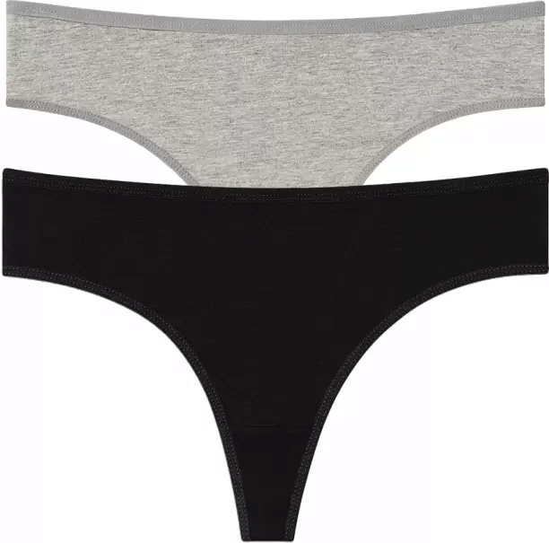     			Bebron Pack of 2 Cotton Lycra Thongs For Women ( Multicolor11 )